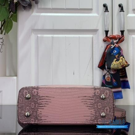Blush Pink Lizard Embossed Mini Top Handle Handbag1:1High-quality replica