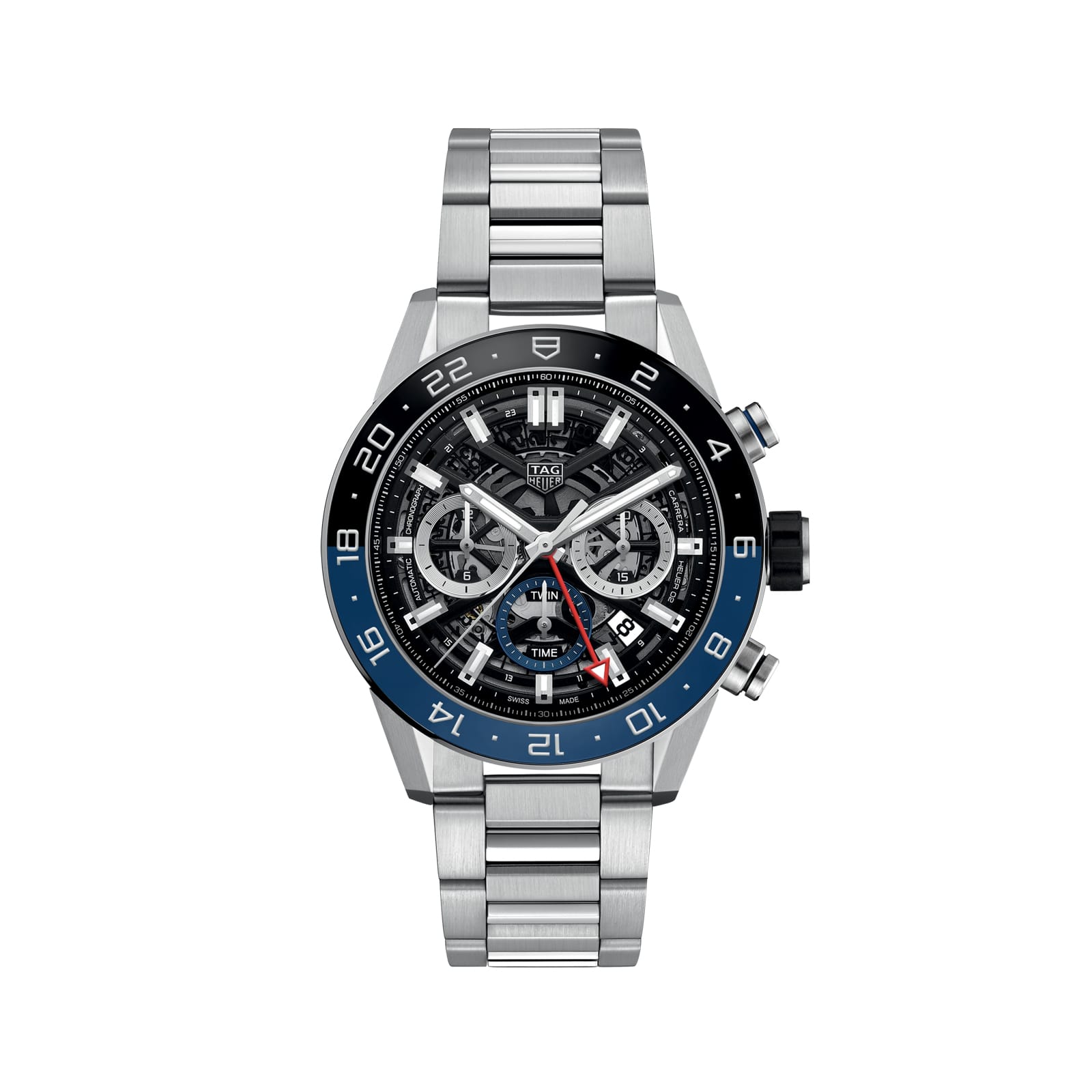 TAG Heuer Replica Watch Carrera Chronograph Twin-Time Automatic 45 mm Steel & Ceramic(1:1 replica) - Top club