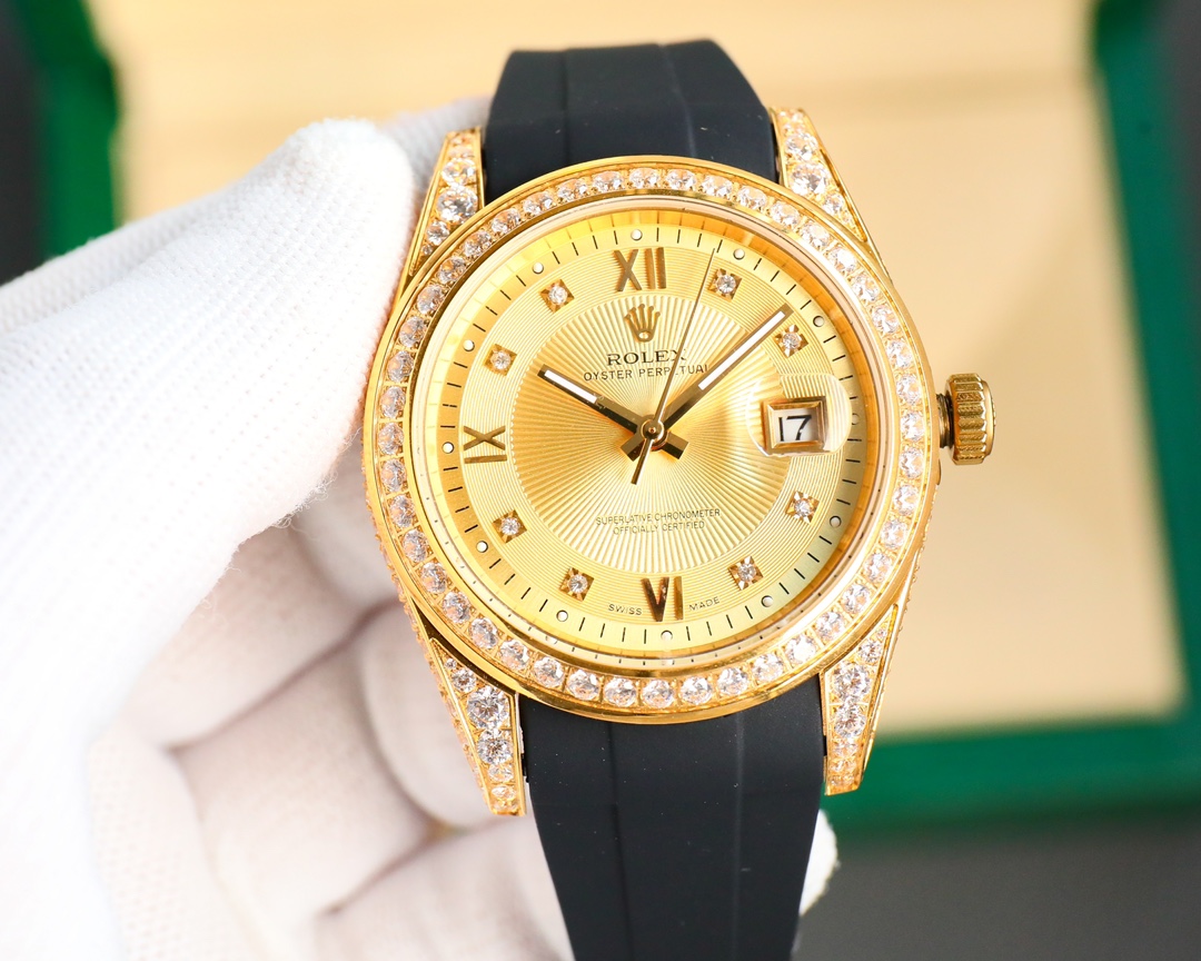 Rolex Logbook Full Luxury-Roman Diamond Dial-18k Nano-Technology 41MM-Golden(1:1 replica) - Elite Watch Atelier