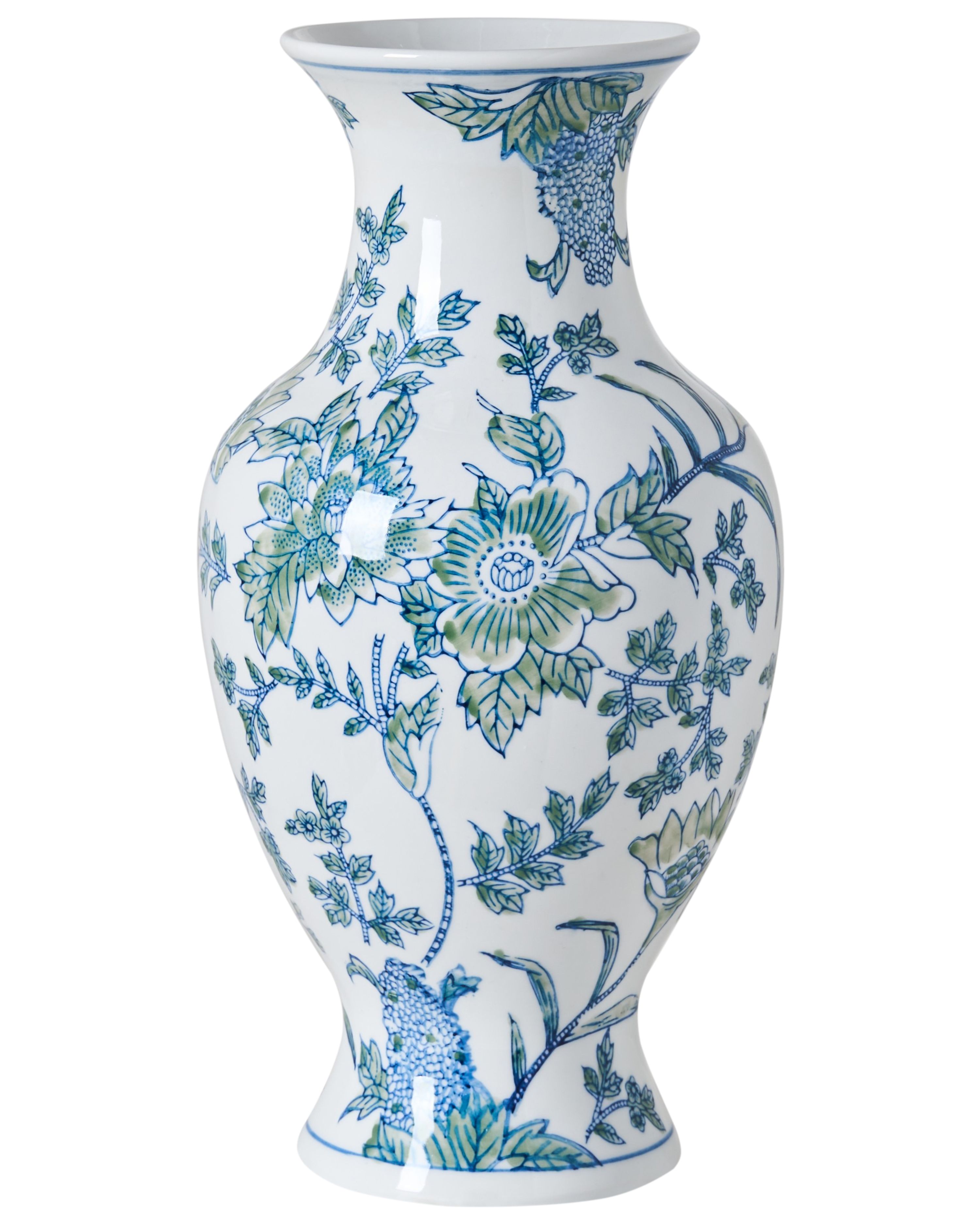 Flower Vase LLANES Porcelain 36 cm White/ Blue