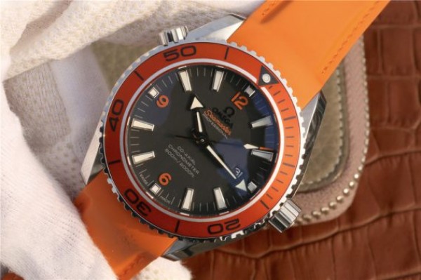 Replica Omega Planet Ocean Professional Orange Bezel 45mm OMF Rubber Strap A8500 - Elite Watch Atelier