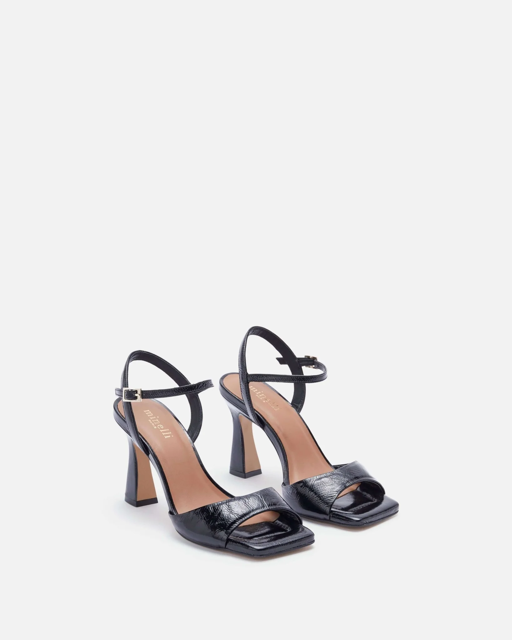 SANDALES KINCY/CRK NOIR - Sandales à talons cuir craquelé