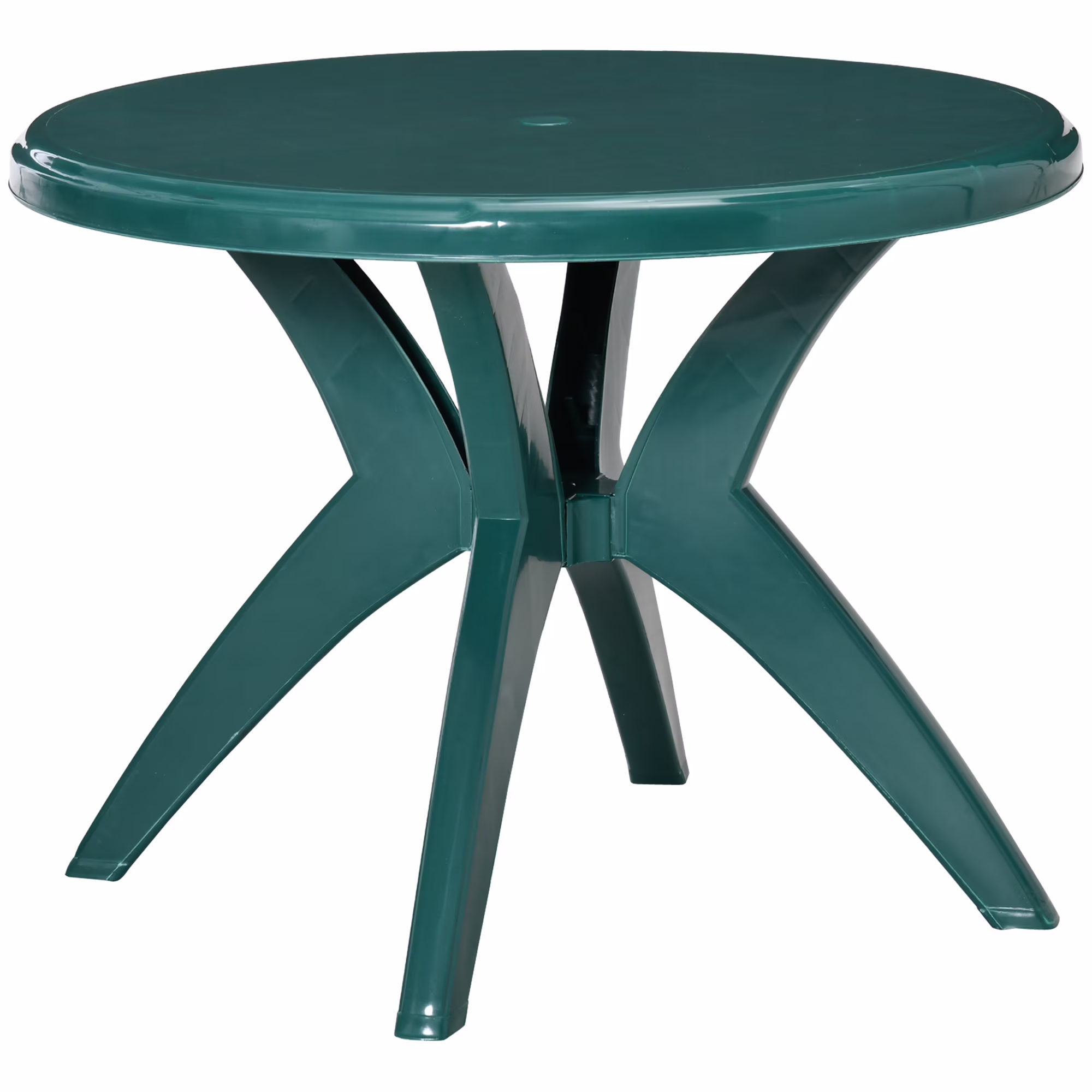 SKTPI Outdoor Plastic Dining Table w/ Umbrella Hole, Outdoor End Table, Patio Coffee Bistro Table for Indoor, Garden, Porch, Balcony, White - Image 3