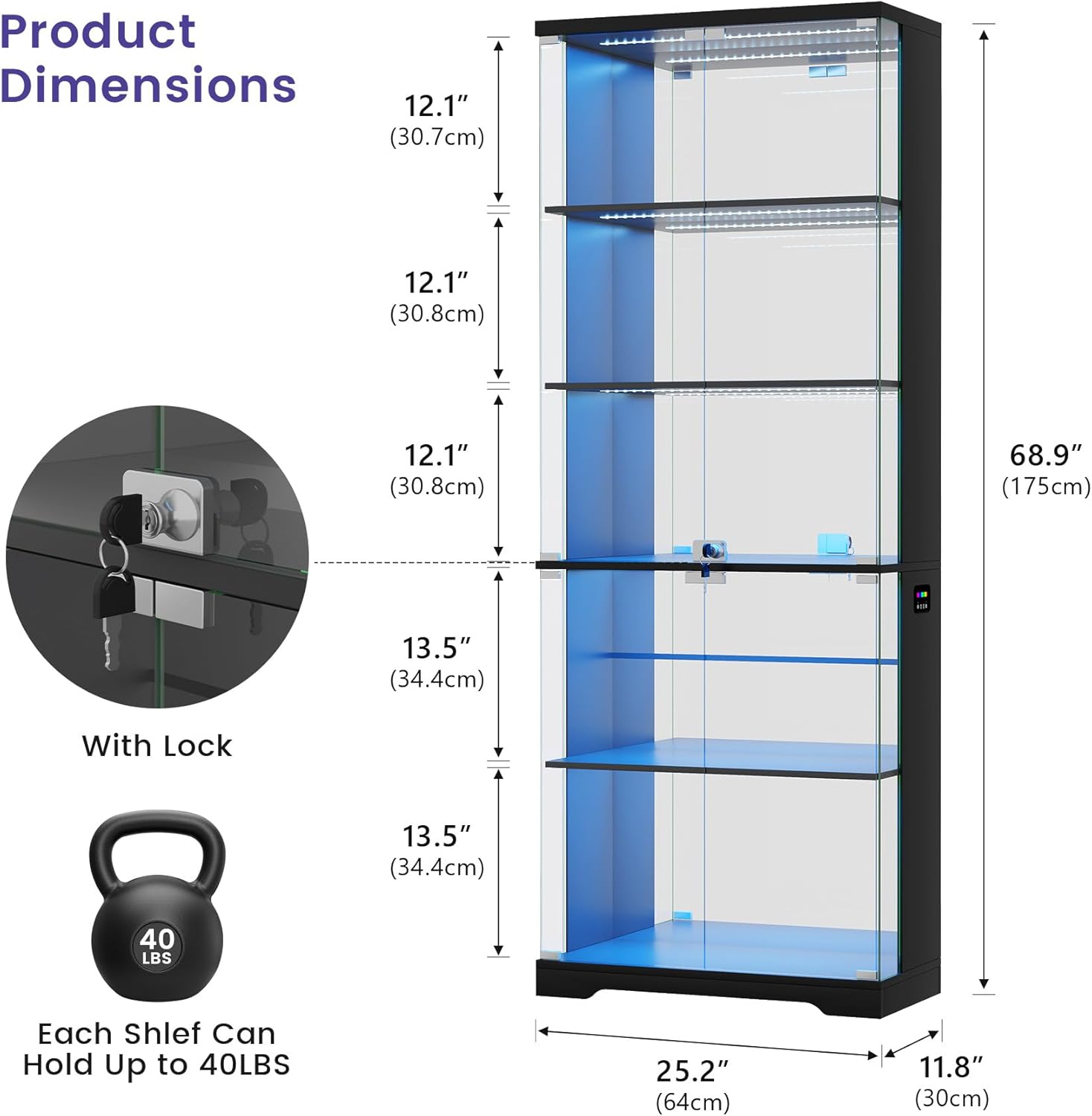 Dystler Glass Display Cabinet with Doors, 69