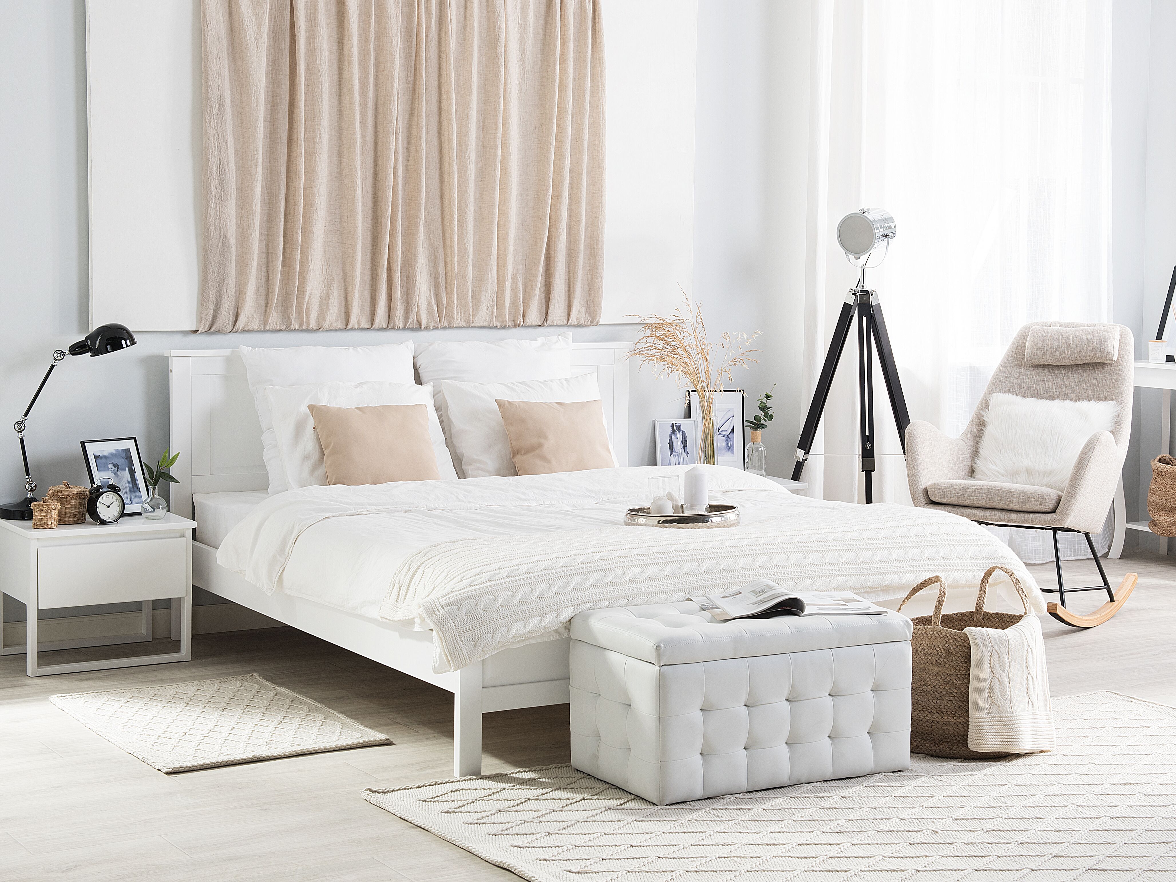 Bed Pine Wood OLIVET 160 x 200 cm (EU King Size) White