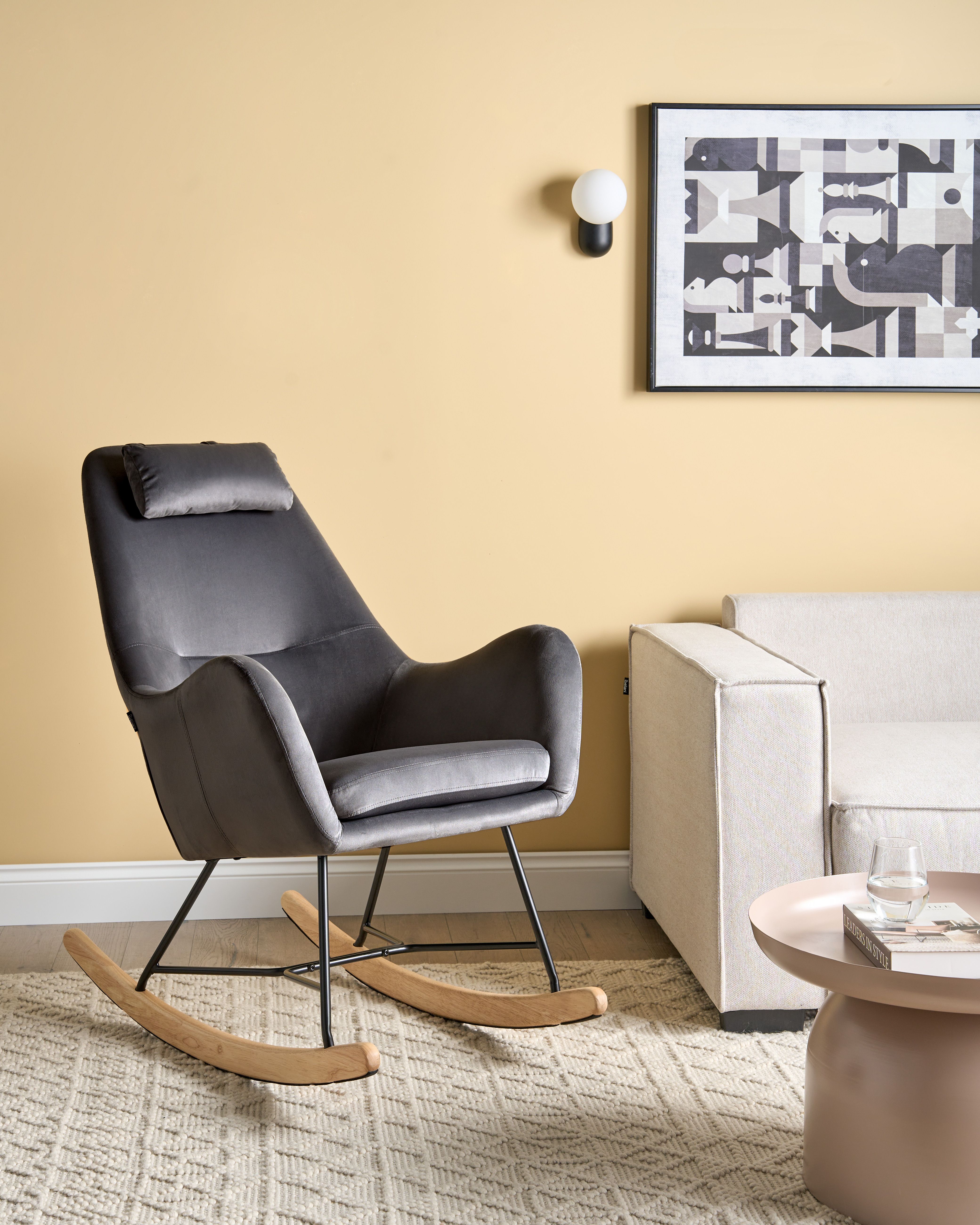 Rocking Chair ARRIE Velvet Dark Grey