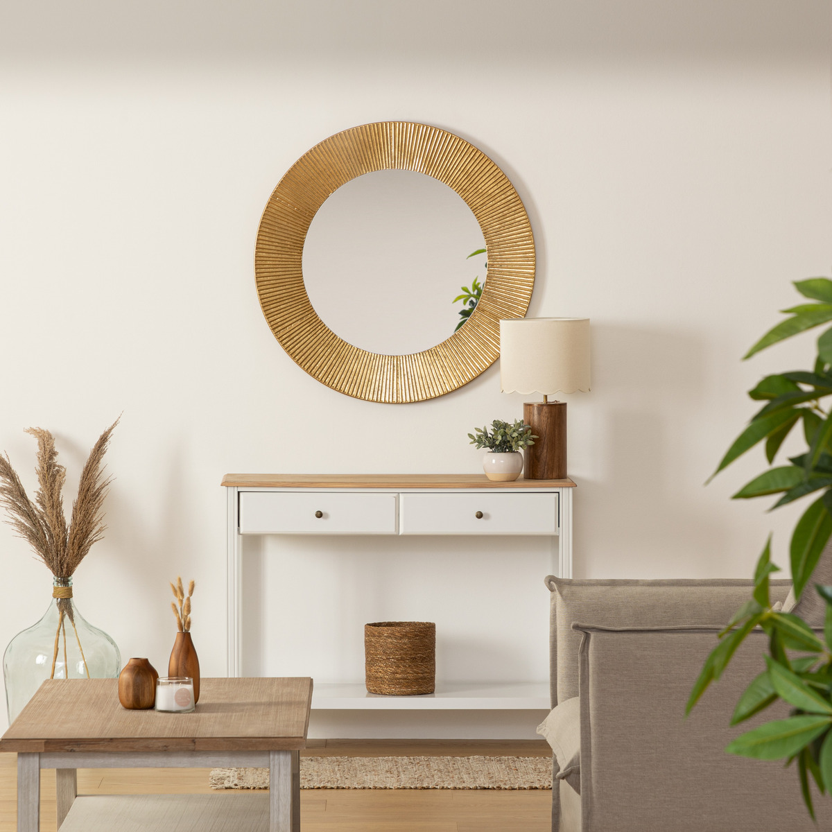 Mirror"Milda" Gold-plated metal, D.90 cm