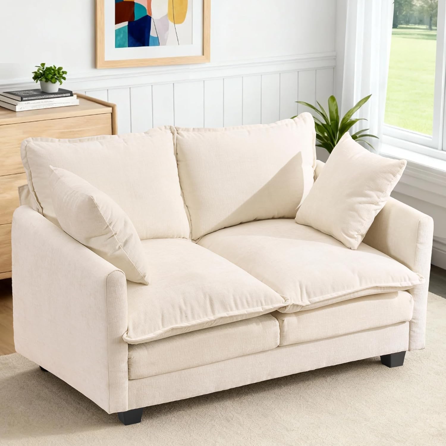 Loveseat Sofa Cloud Sofa Couch 50'', Modern Loveseats 2 Seat Couch 27