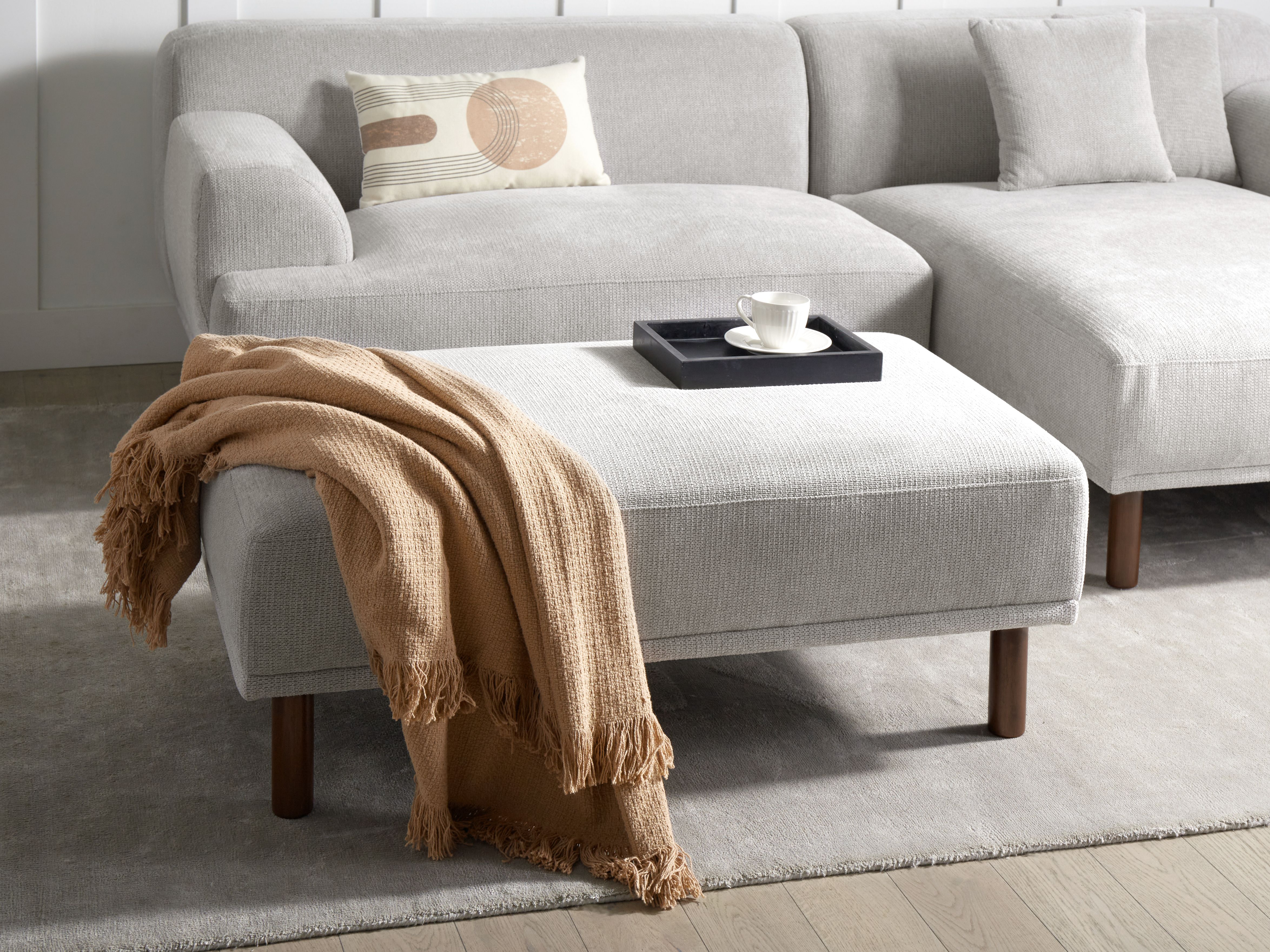 Ottoman HOLT Fabric Light Grey