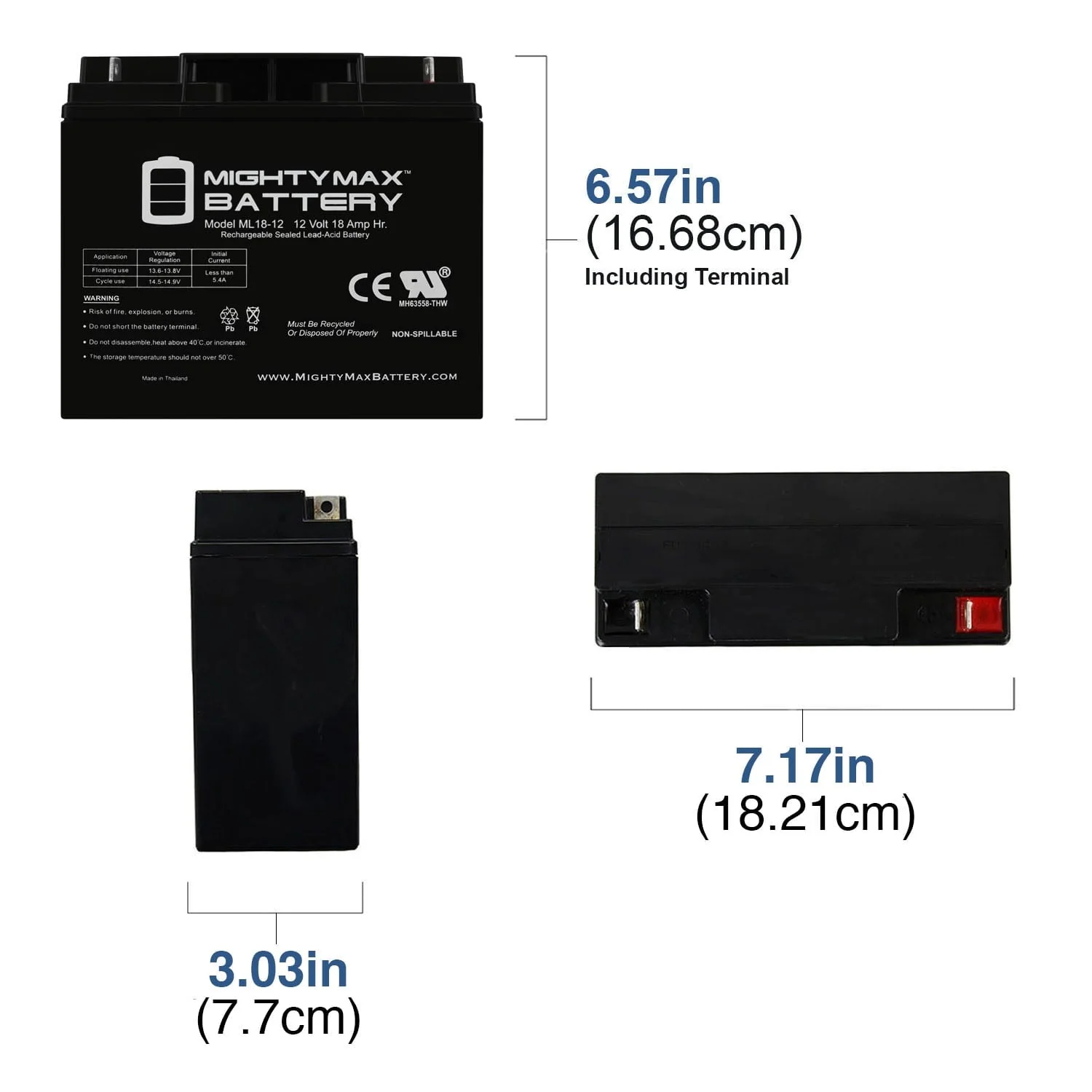 ML18-12 - 12V 18AH New BATTERY for 90508011 Craftsman Black  Lawn Mowers