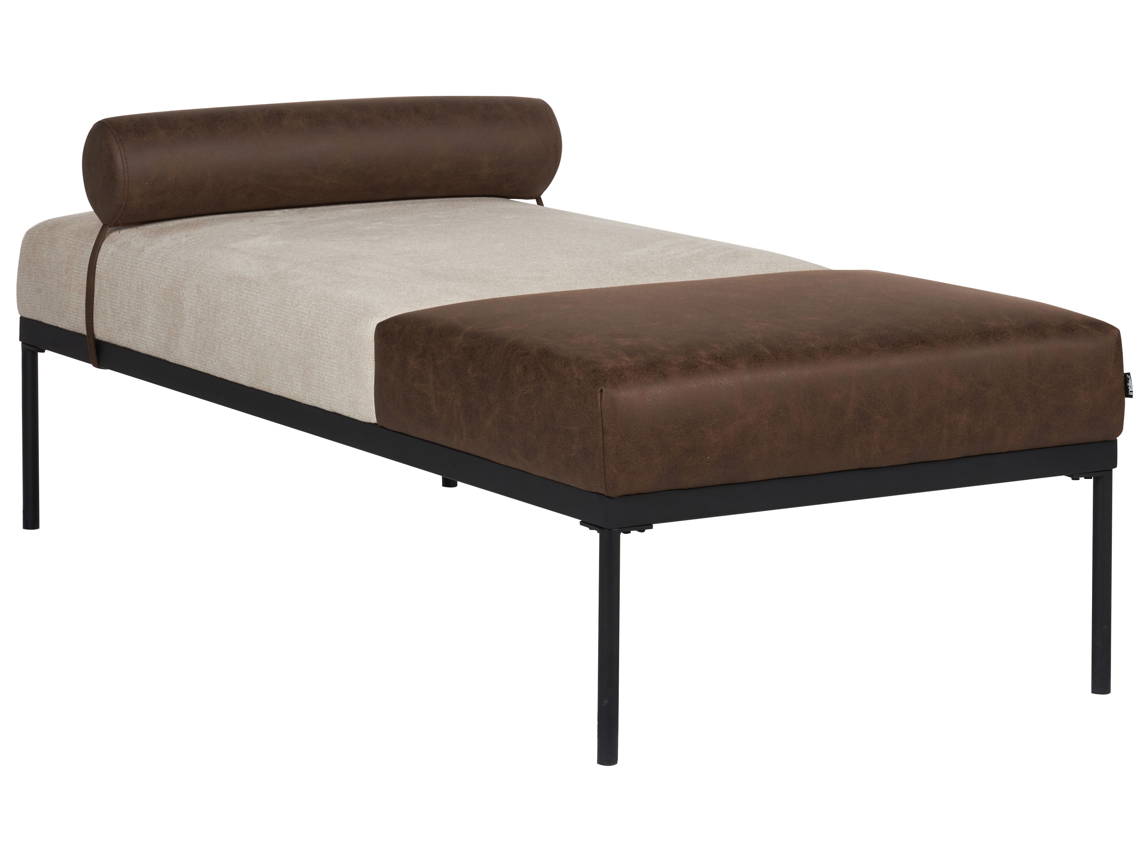 Chaise Longue MALMOS Faux Linen Faux Leather Dark Brown