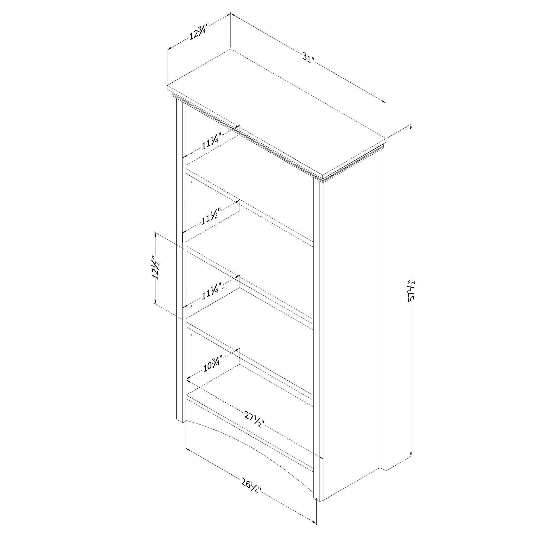 Gascony 4-Shelf Bookcase-Rubbed Black-South Shore - Image 20