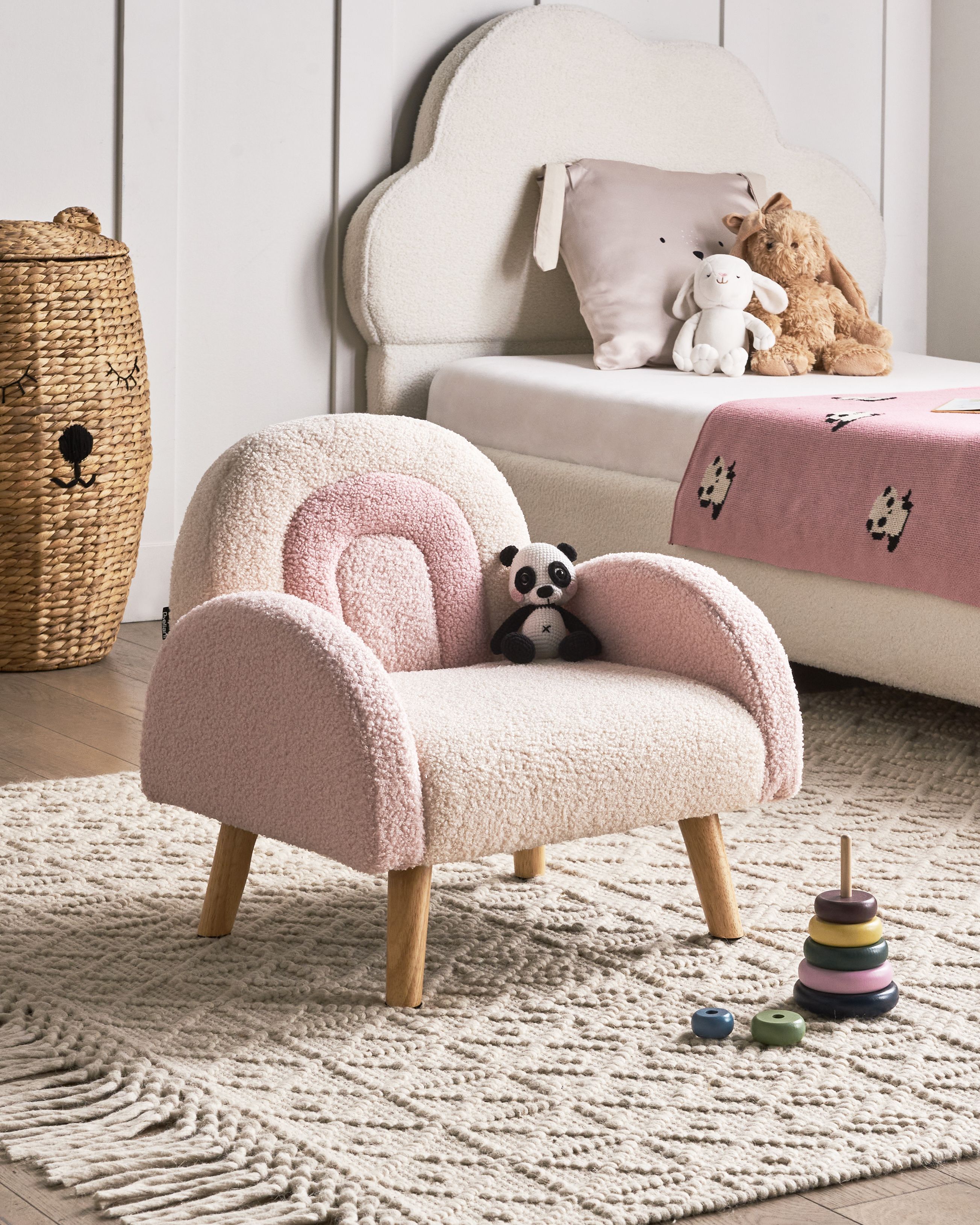 Kids Armchair Rainbow OMBO Boucle Pastel Pink