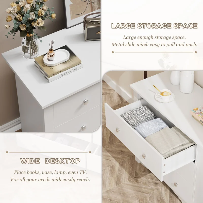 Lumihaven Rustic Modern Chest of 6 Drawers,Extra Wide Double Dresser for Master Bedroom or Nursery Storage,Black - Image 16