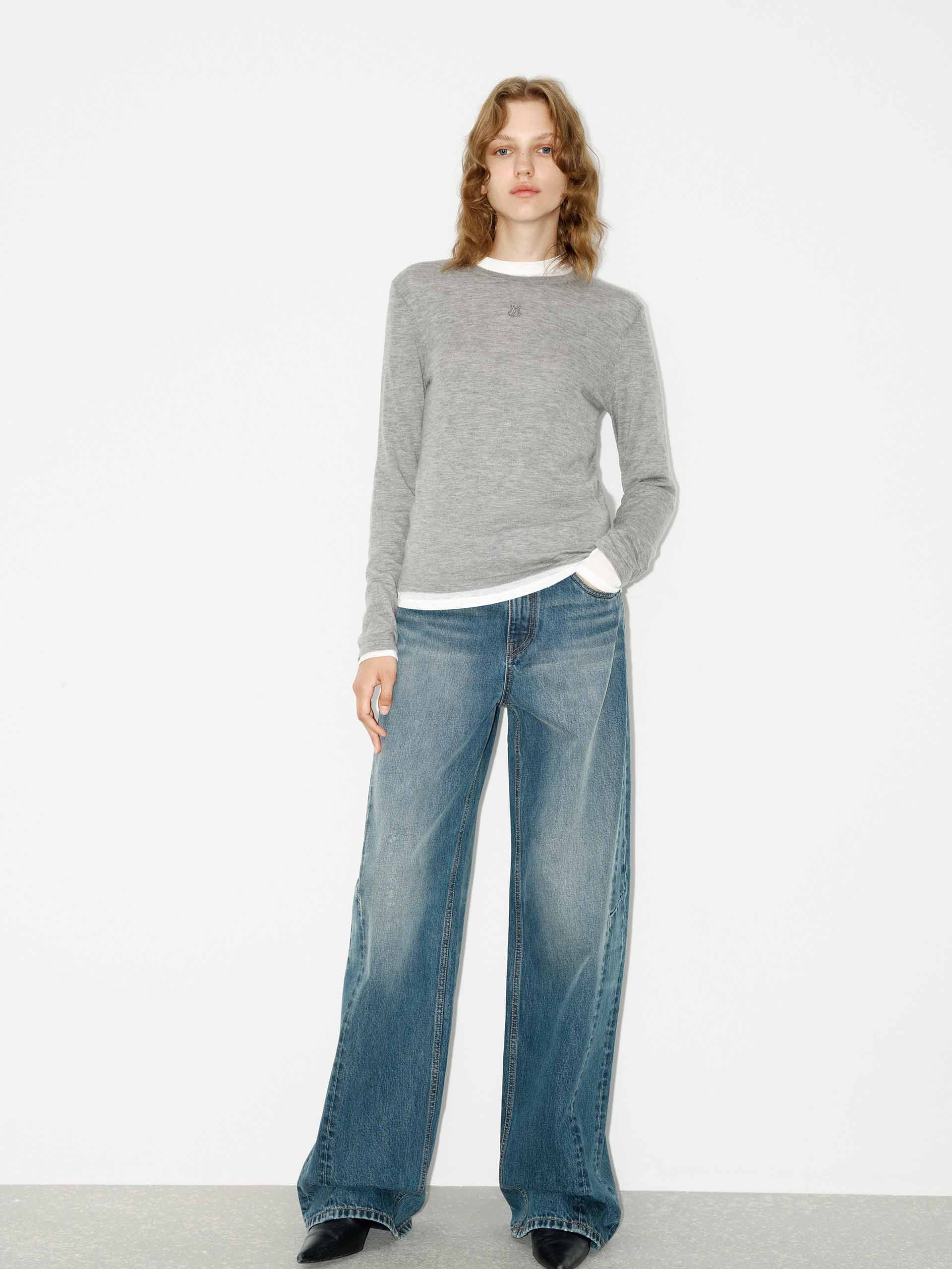Blue Wash Wide Leg Jeans