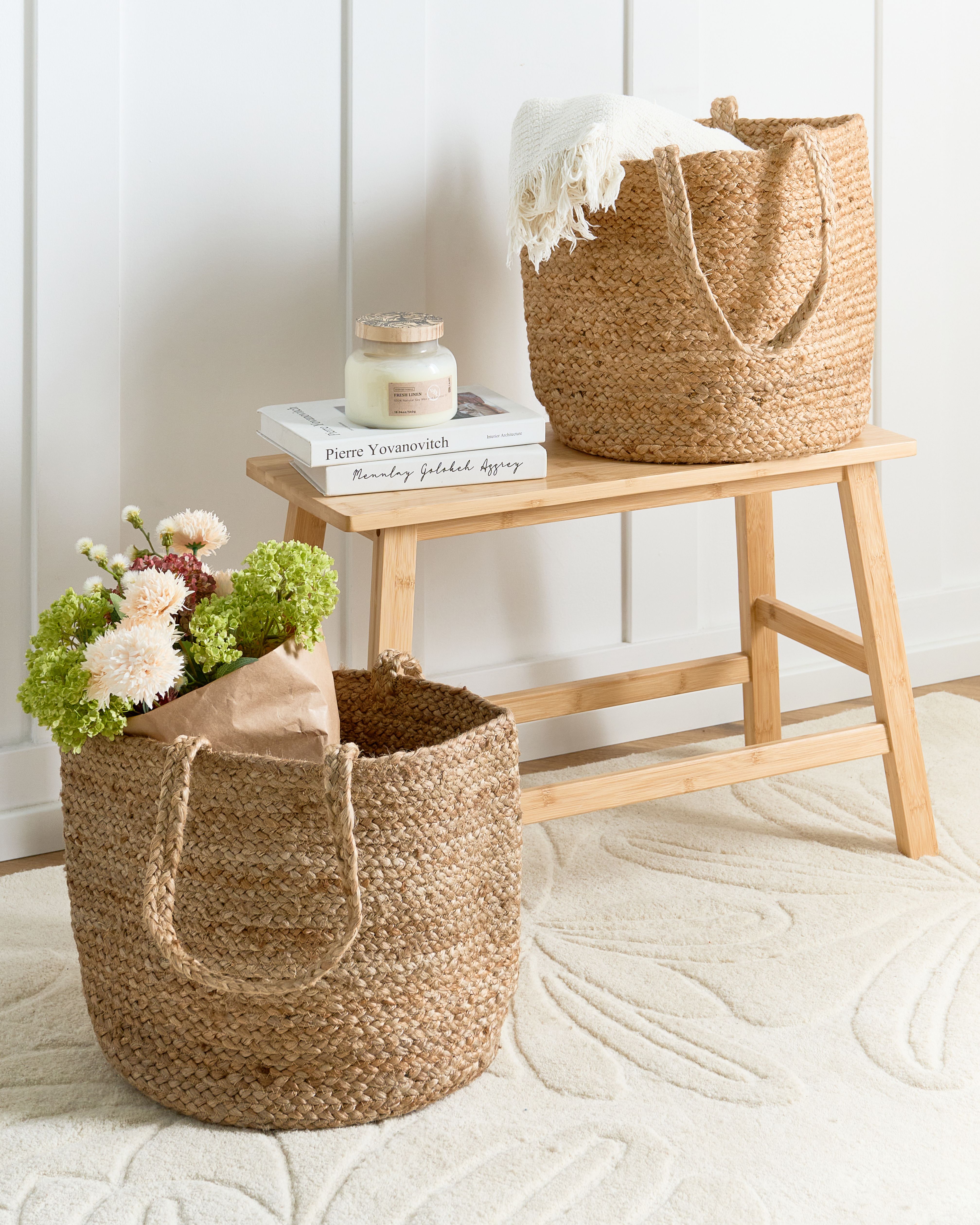 Set of 2 Baskets KAELLA Jute Sand Beige