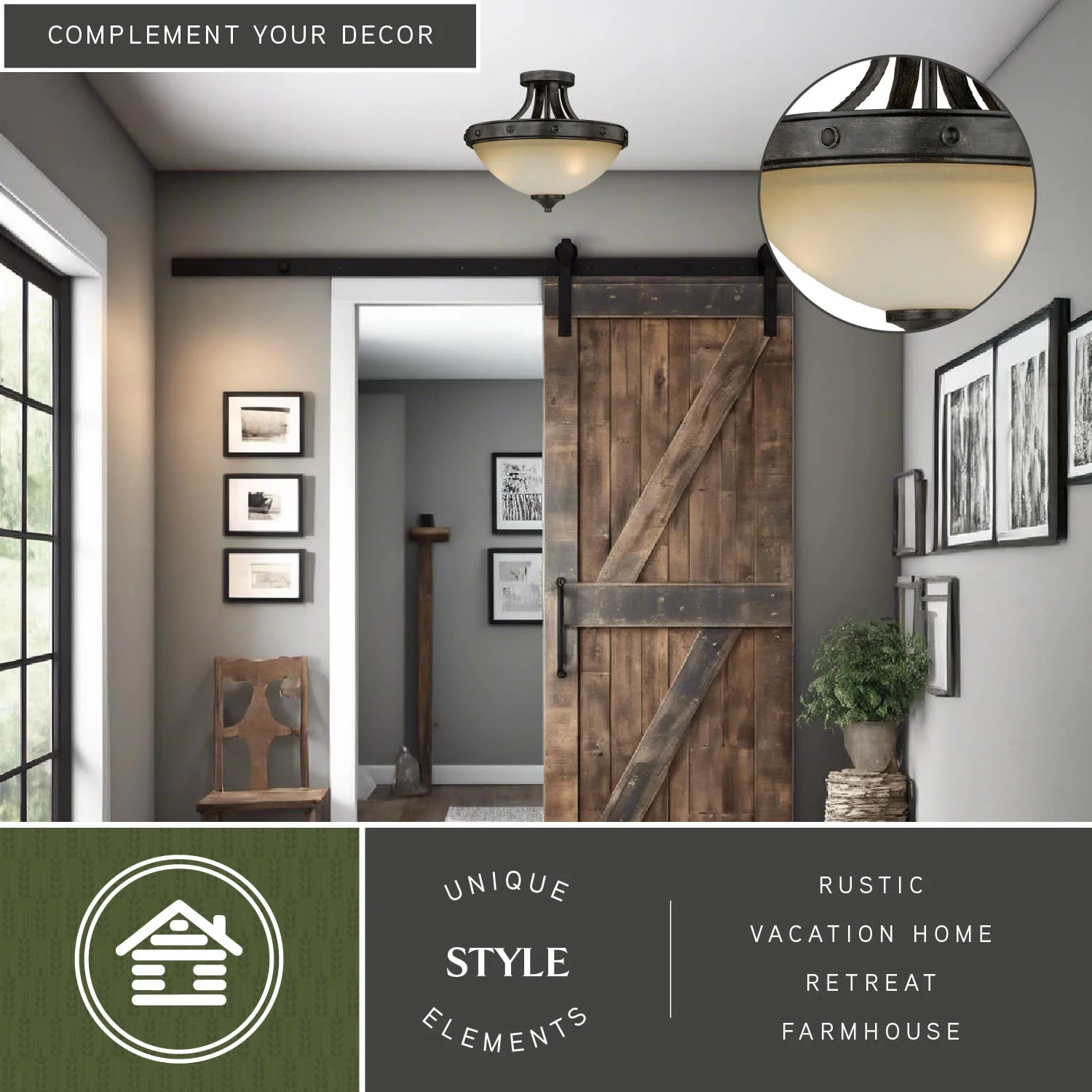 Halifax 14.5-in W Bronze Rustic Bowl Semi Flush Mount Ceiling Light Cream Glass