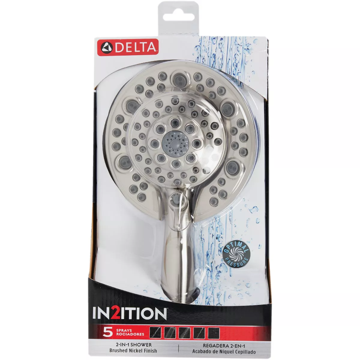 Delta In2ition 5-Spray 1.75 GPM Two-in-One Combo Handheld Shower Head, Brushed Nickel