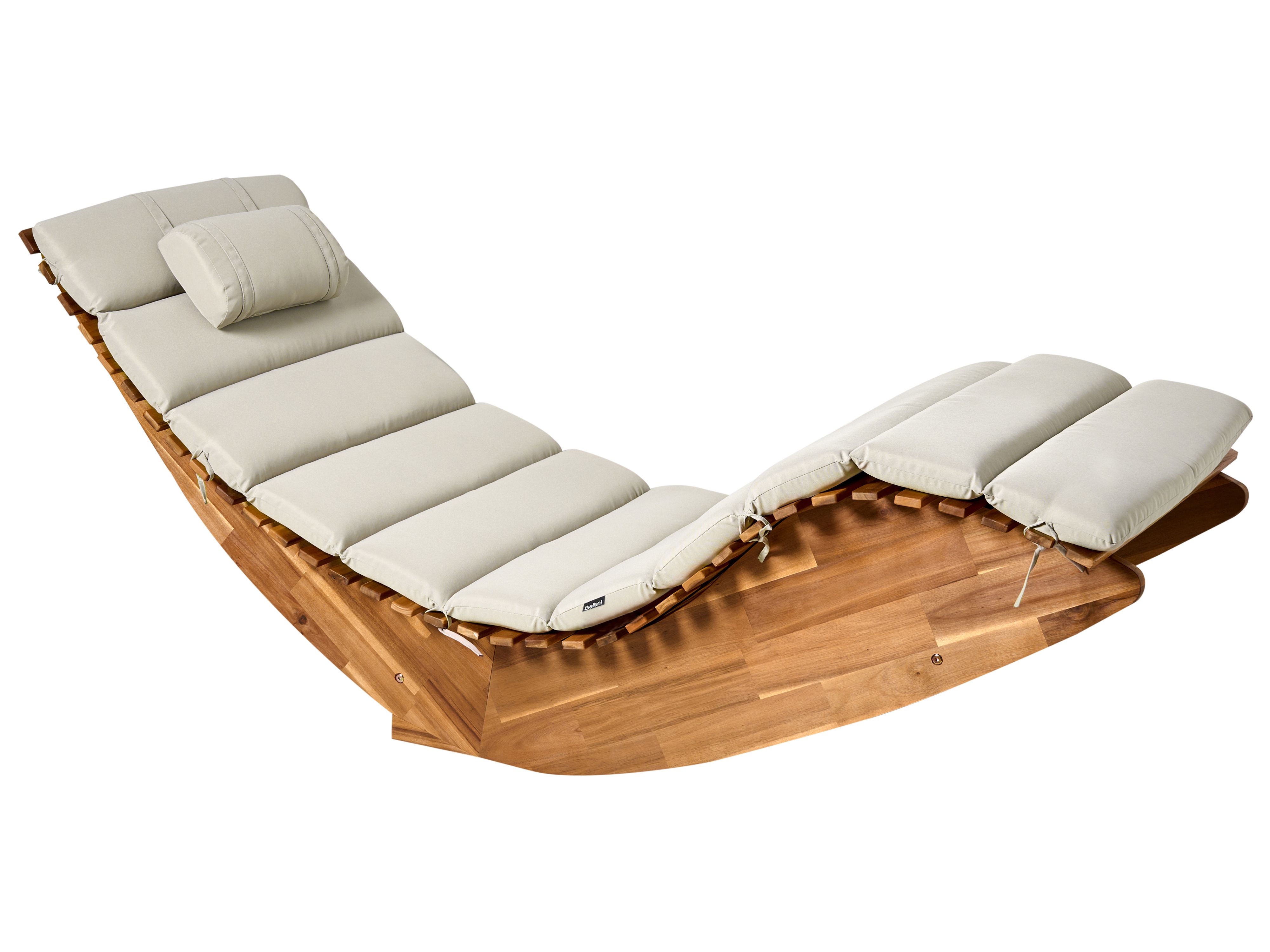 Sun Lounger with Cushion BRESCIA PREMIUM Acacia Wood Taupe