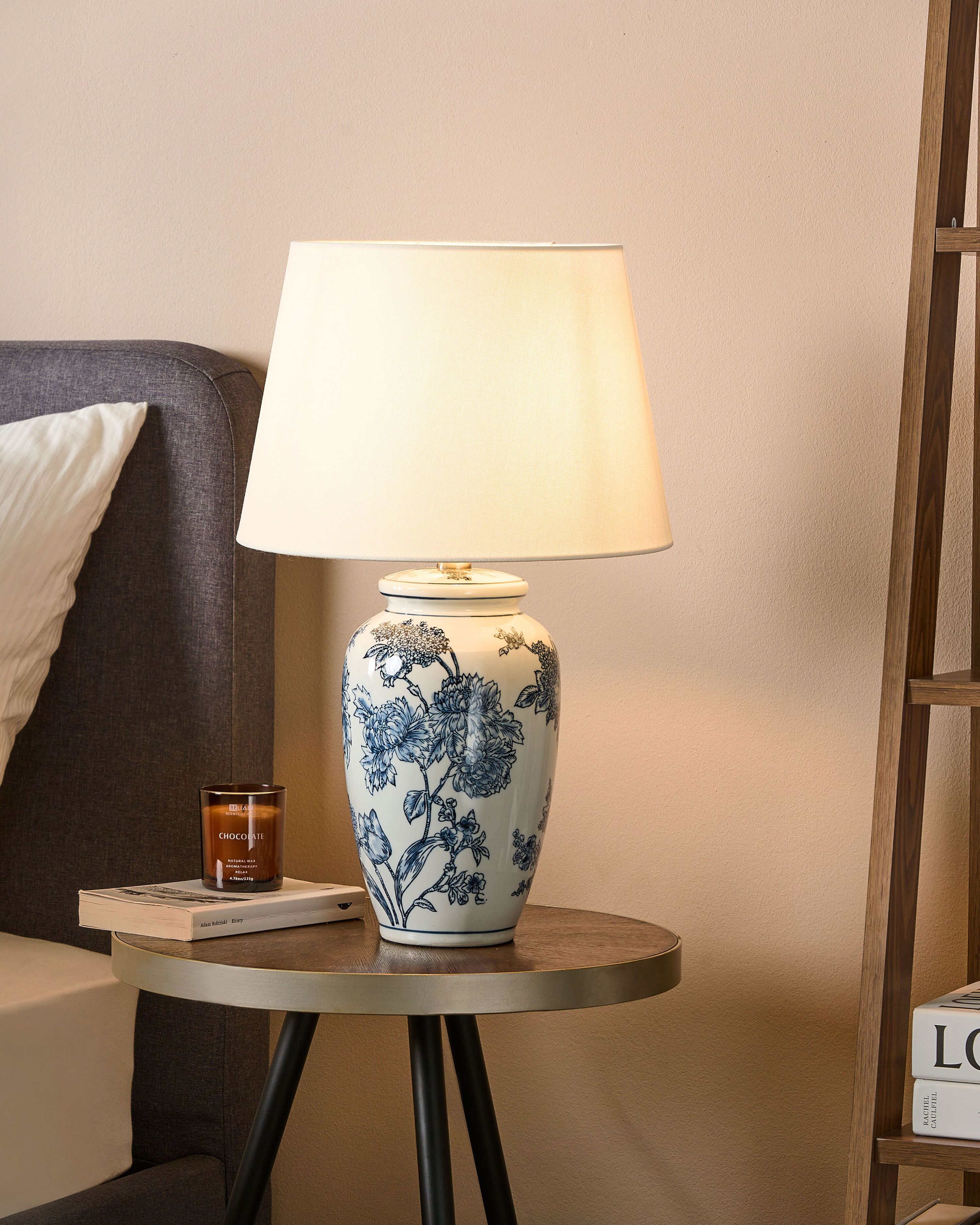 Table Lamp BELUSO Porcelain White/ Blue