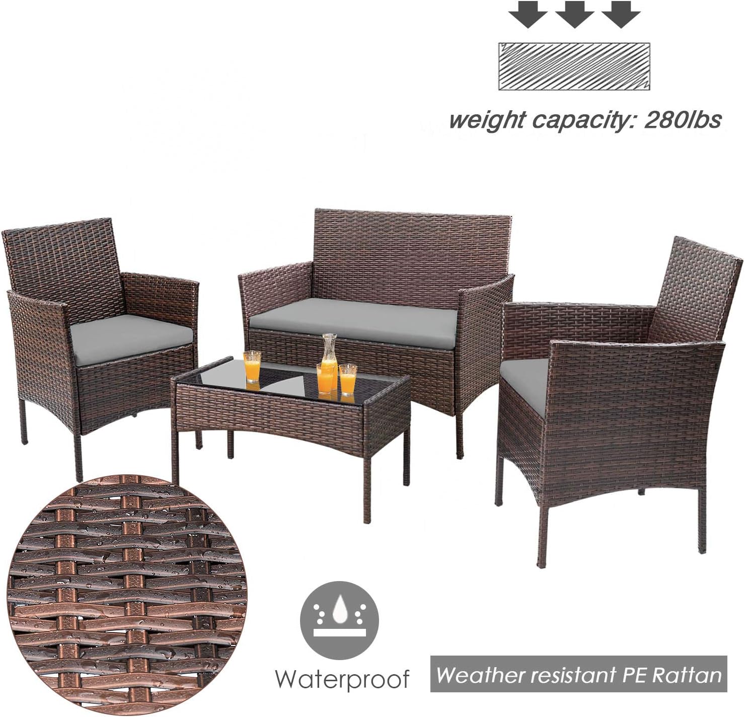 4-Piece Patio Rattan Wicker Furniture Set - T-LCRF834M18 - Image 31 4-Piece Patio Rattan Wicker Furniture Set - T-LCRF834M18 - Image 31