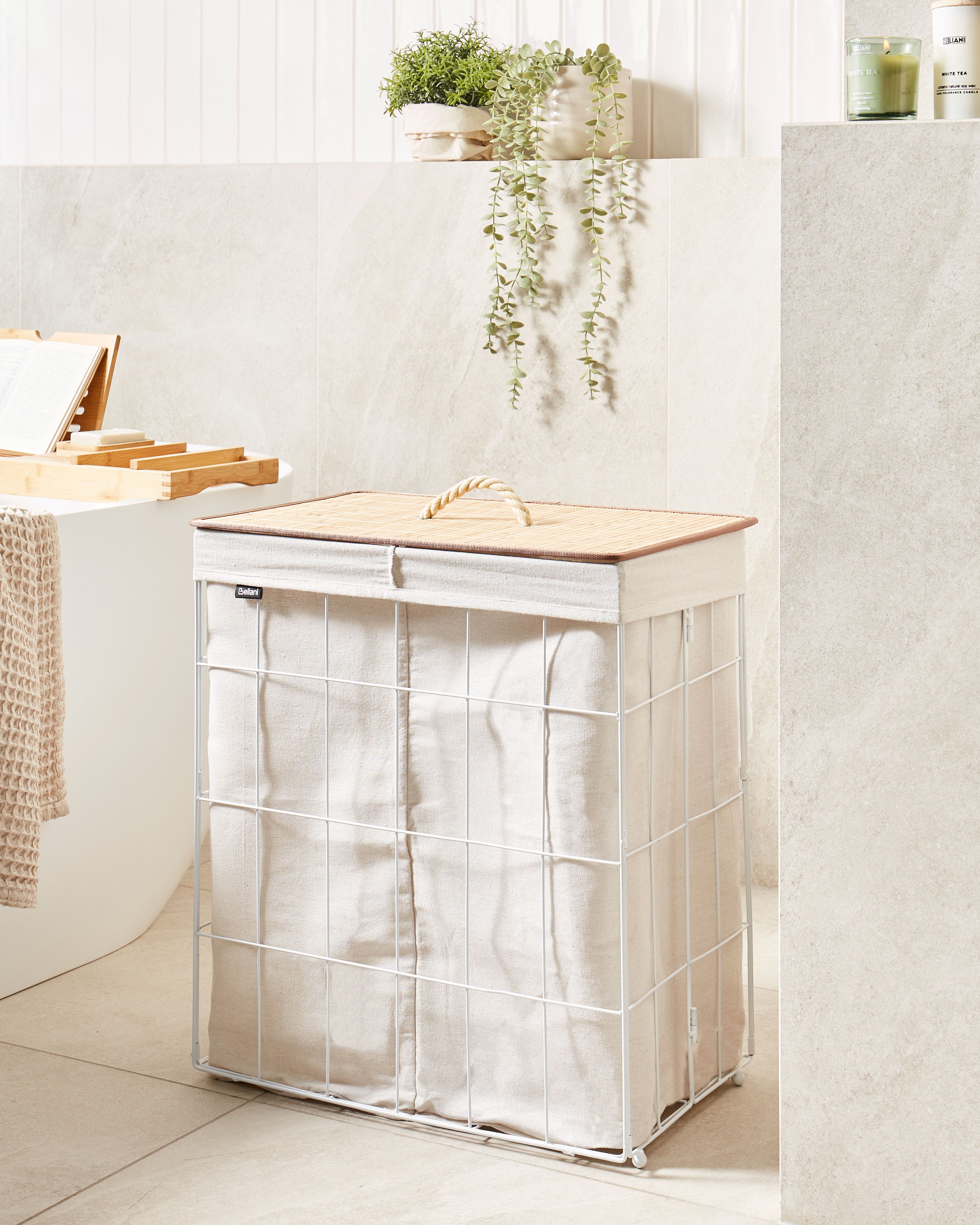 Laundry Basket MIRISSA Metal White 100 L