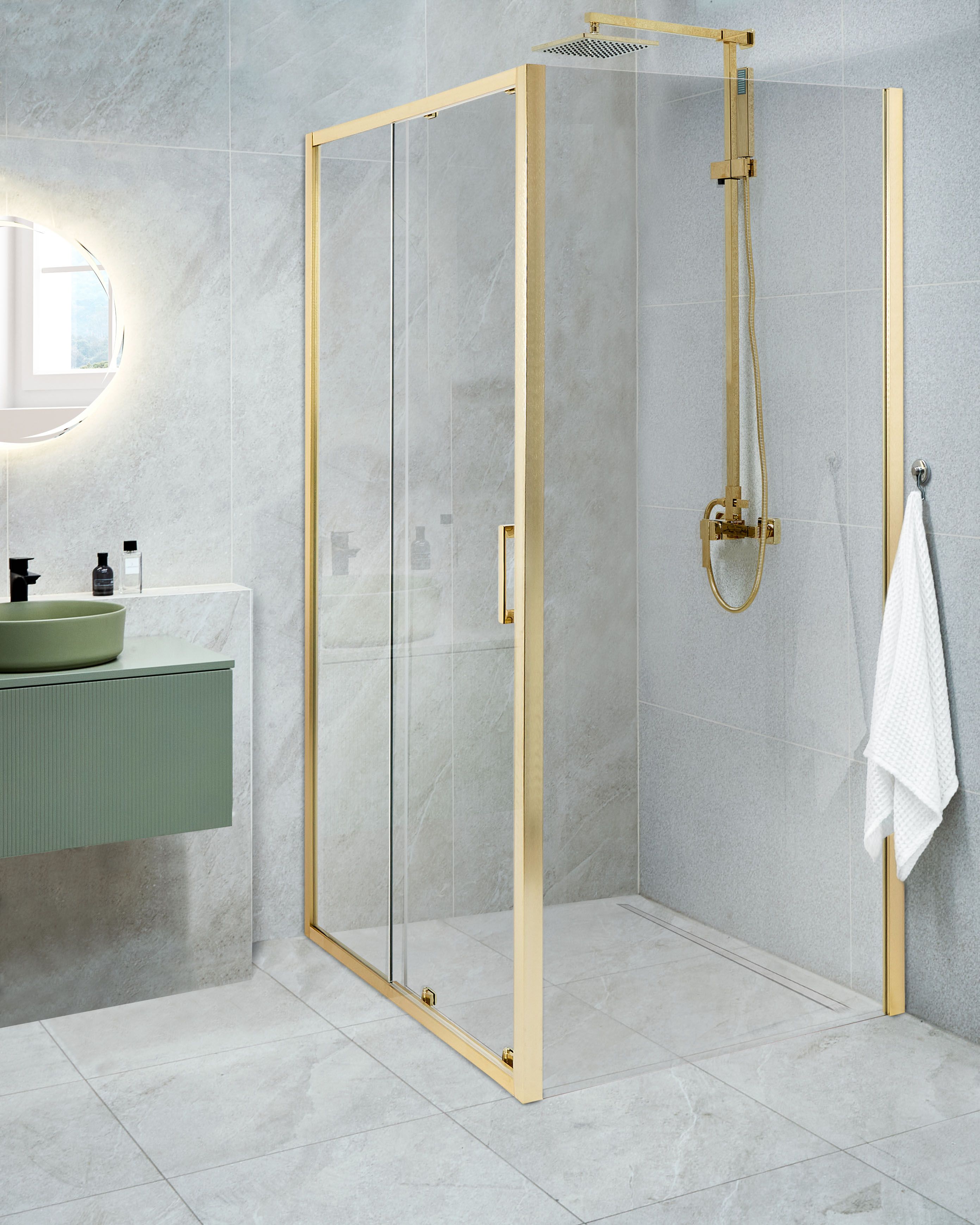 Shower Enclosure YORO 800 x 1000 x 1850 mm Gold