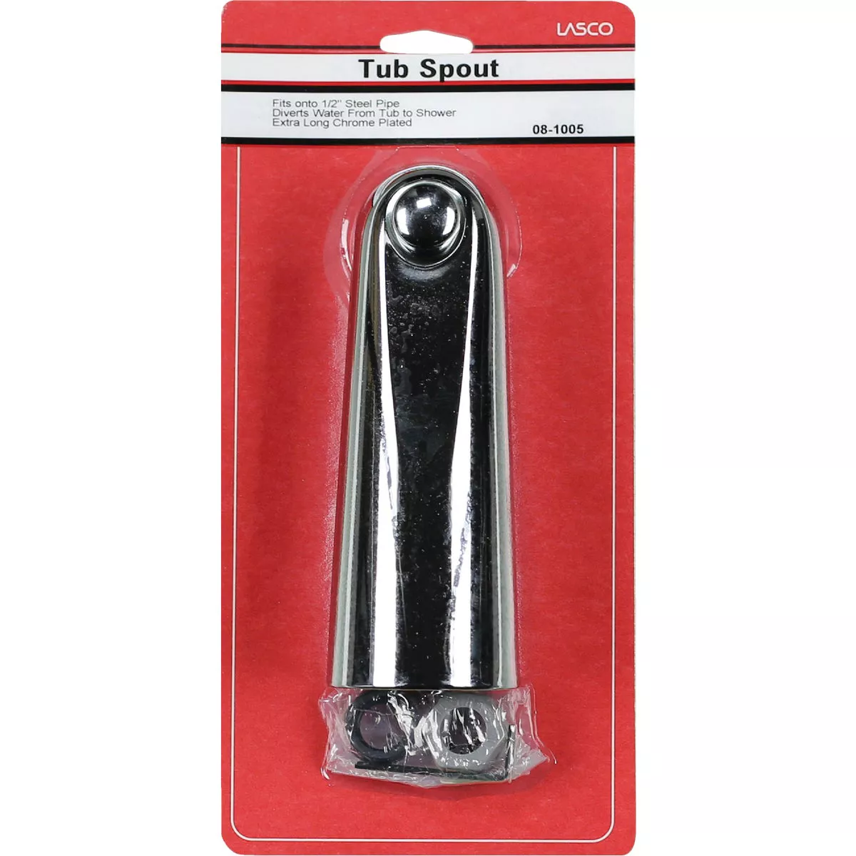 Lasco 7 In. Long Chrome Bathtub Spout with Diverter