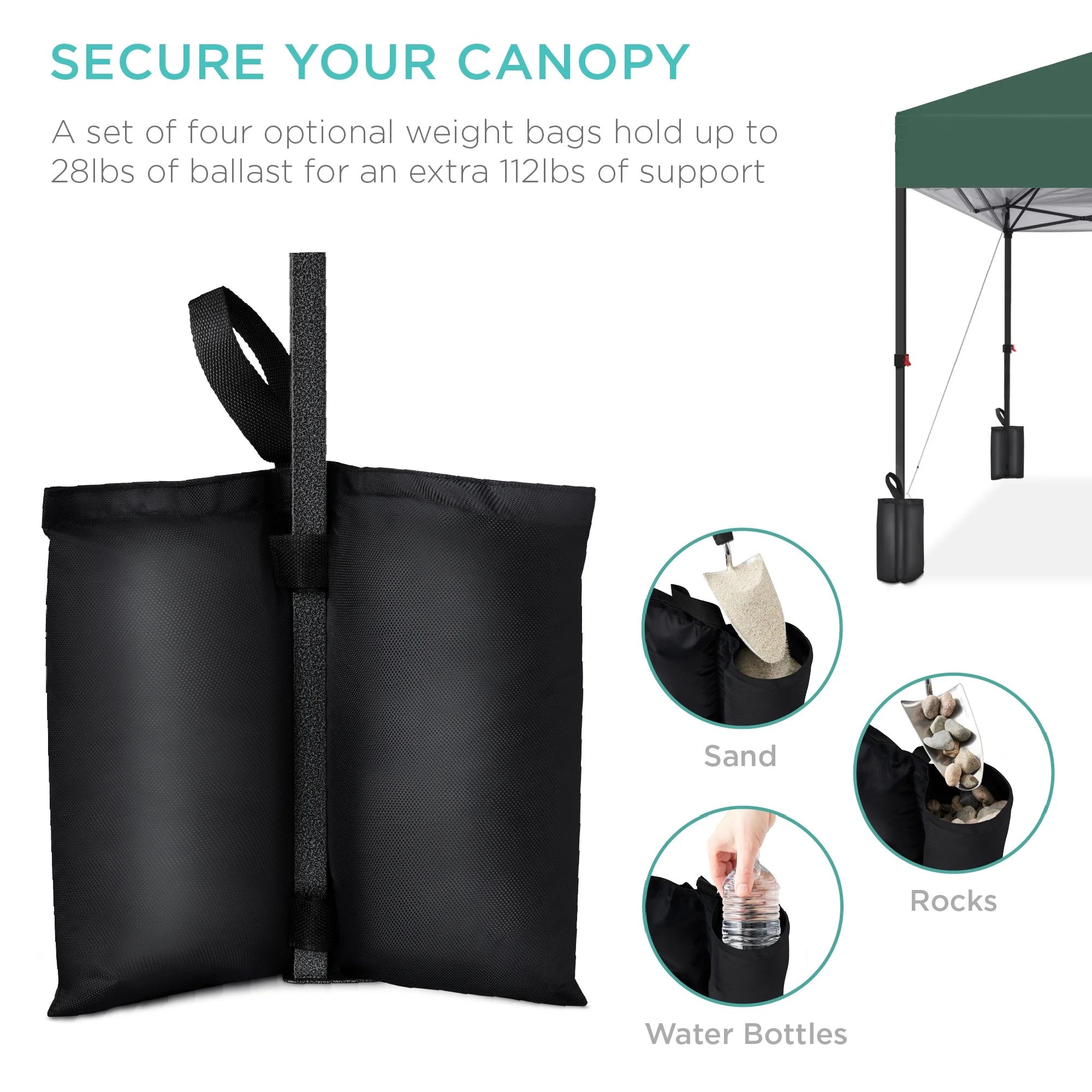 Best Choice Products 10x10ft Easy Setup Pop Up Canopy w/ 1-Button Setup, Wheeled Case, 4 Weight Bags - White - Image 88