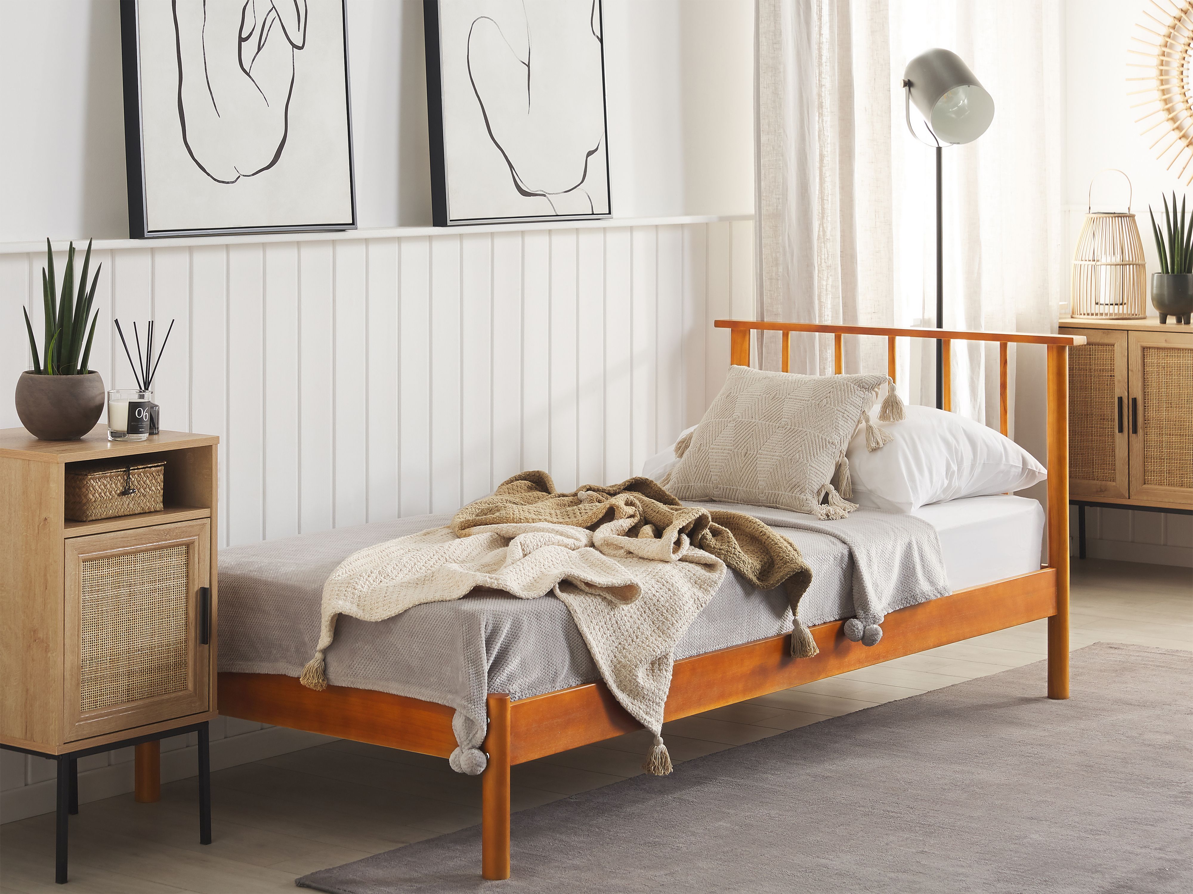 Bed Pine Wood BARRET 90 x 200 cm (EU Single) Brown