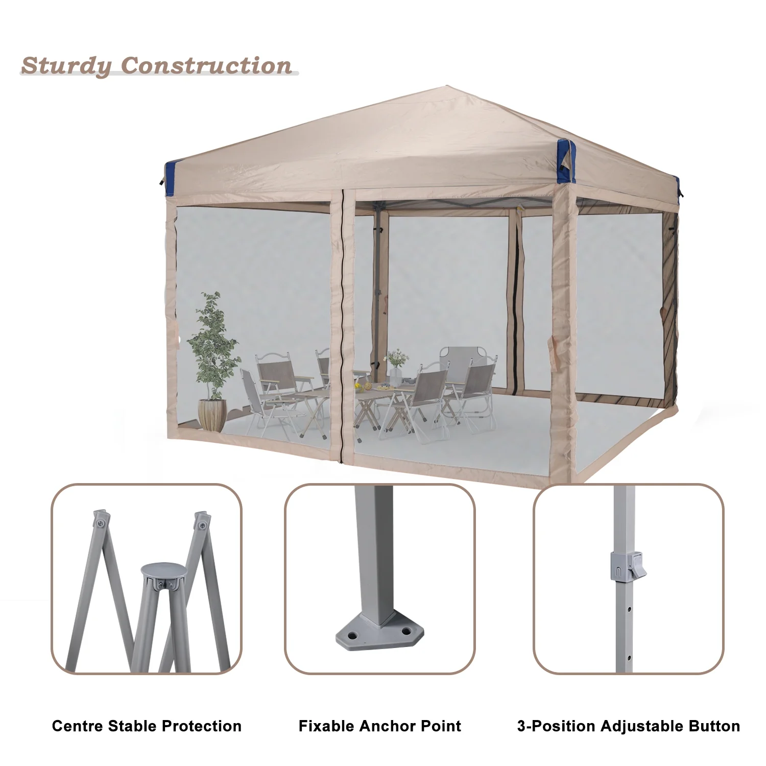 Aoodor 12'x12' Pop Up Canopy with Removable Mesh Sidewalls, Outdoor Portable Instant Shelter Tent-Black - Image 29