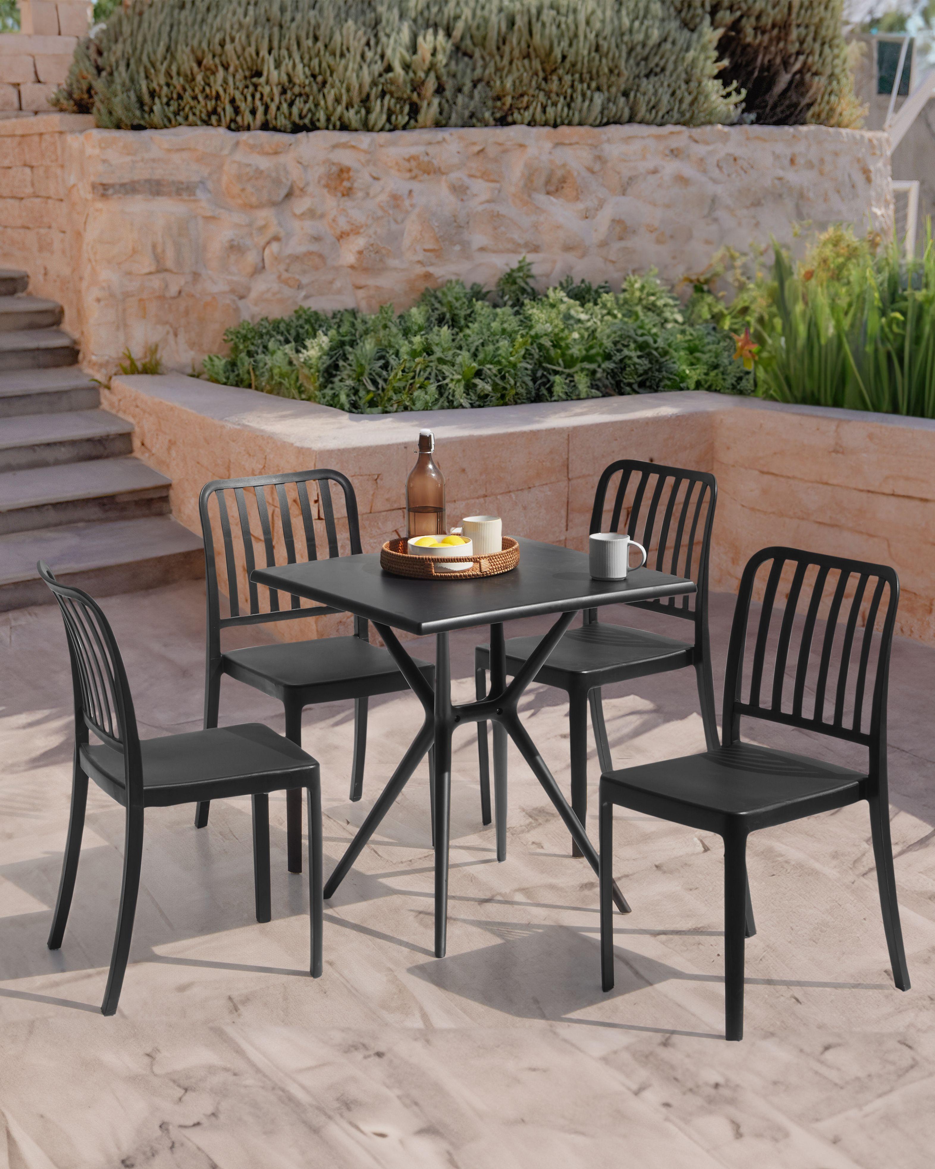 Set of 4 Garden Chairs SERSALE Synthetic Material Black