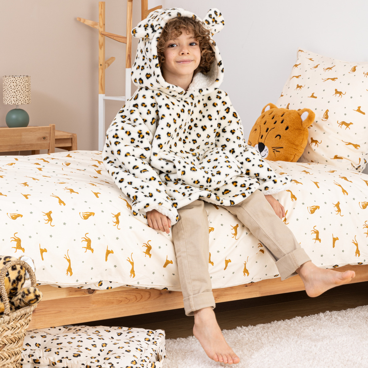 Leopard motif children's slanket "Hiss" Yellow, age 3 to 10