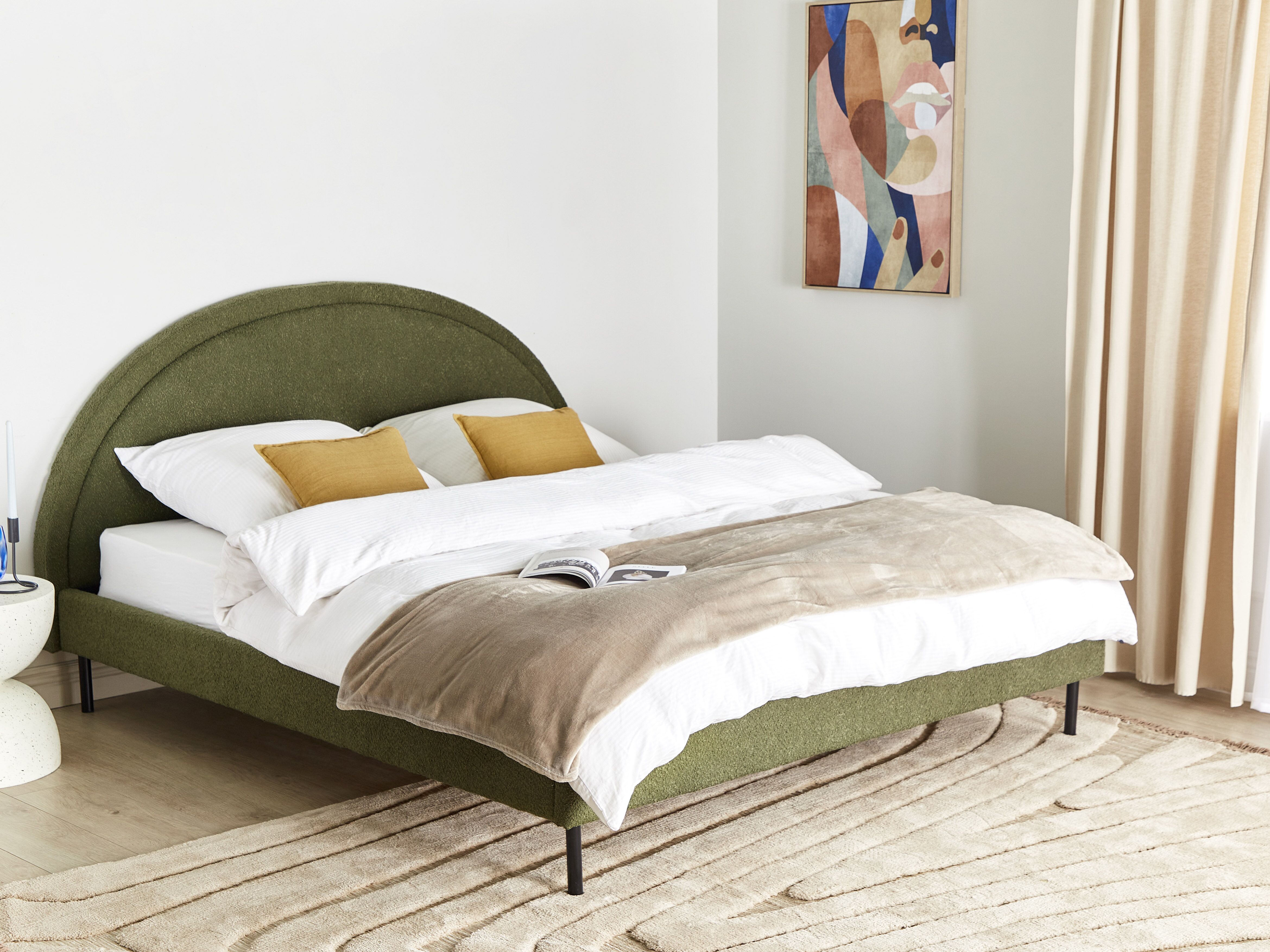 Bed Boucle MARGUT 180 x 200 cm (EU Super King) Olive Green