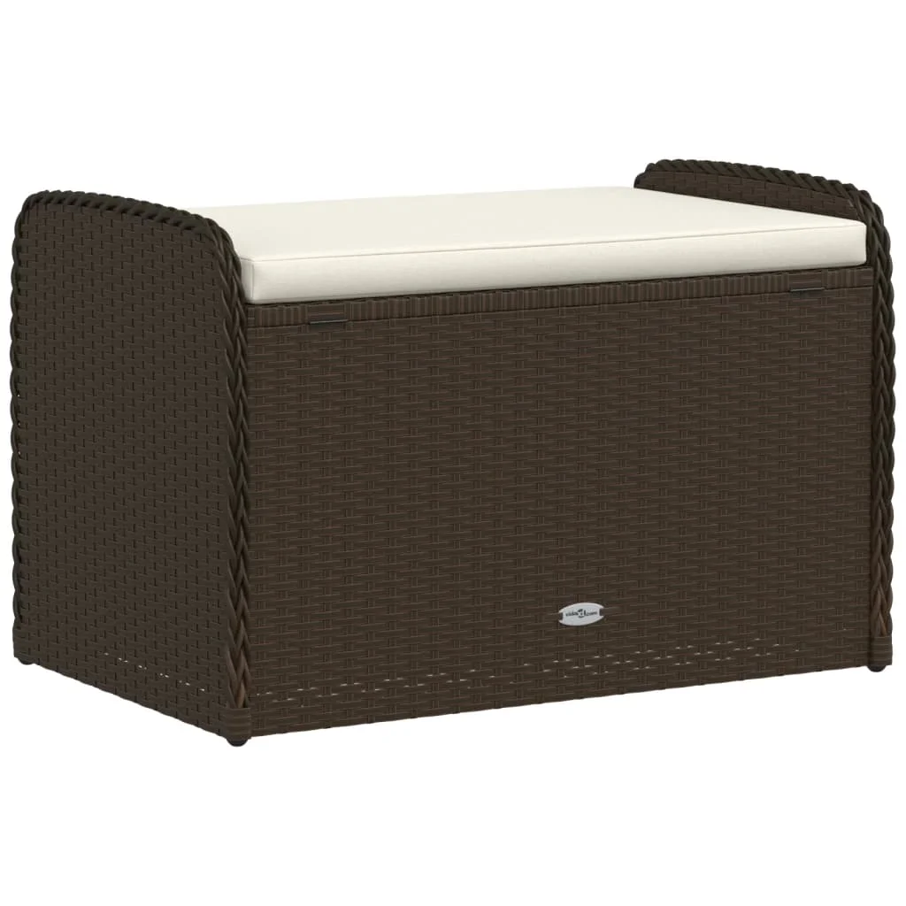vidaXL Storage Bench with Cushion Outdoor Garden Seat Furniture Poly Rattan - Image 9