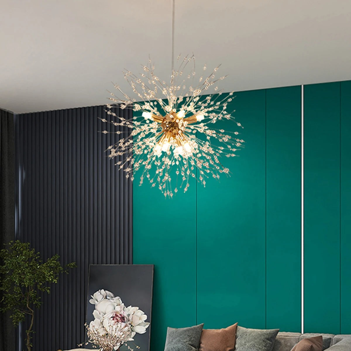 BloomLuxe – Paardenbloem Kristallen Kroonluchter in Elegant Design
