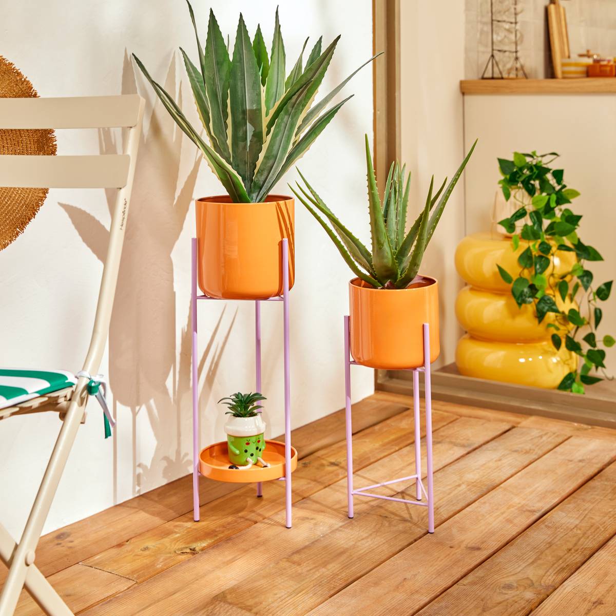 Side Table "Stoneto" Yellow, D.35 cm