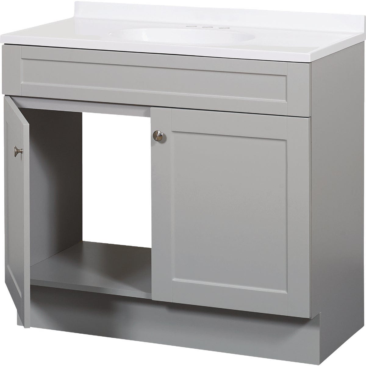 Zenith Zenna Home Cool Gray 36 In. W x 35 In. H x 18 In. D Shaker Vanity with White Cultured Marble Top