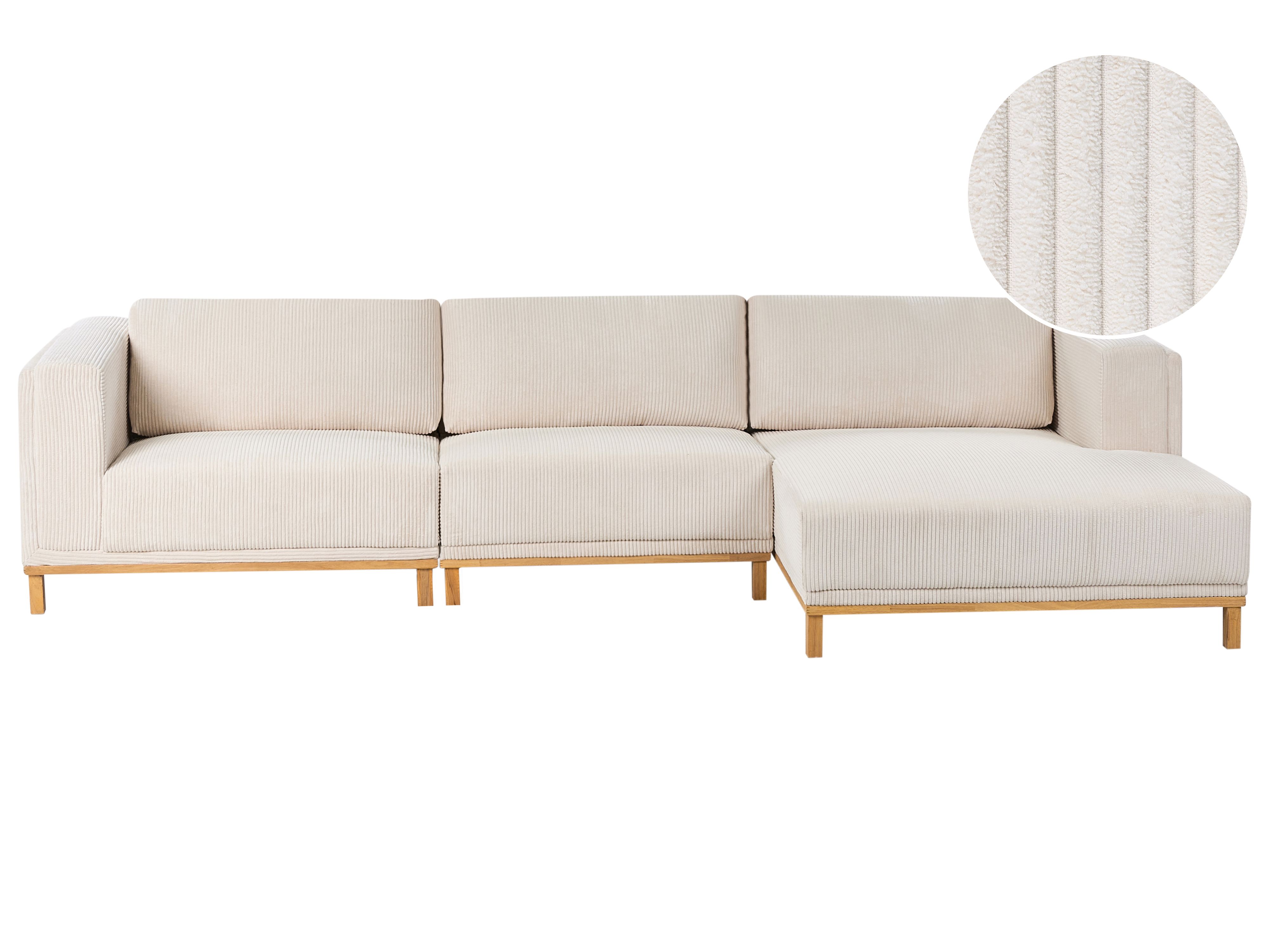 Corner Sofa 5 Seater VENG Corduroy Light Beige Left Hand