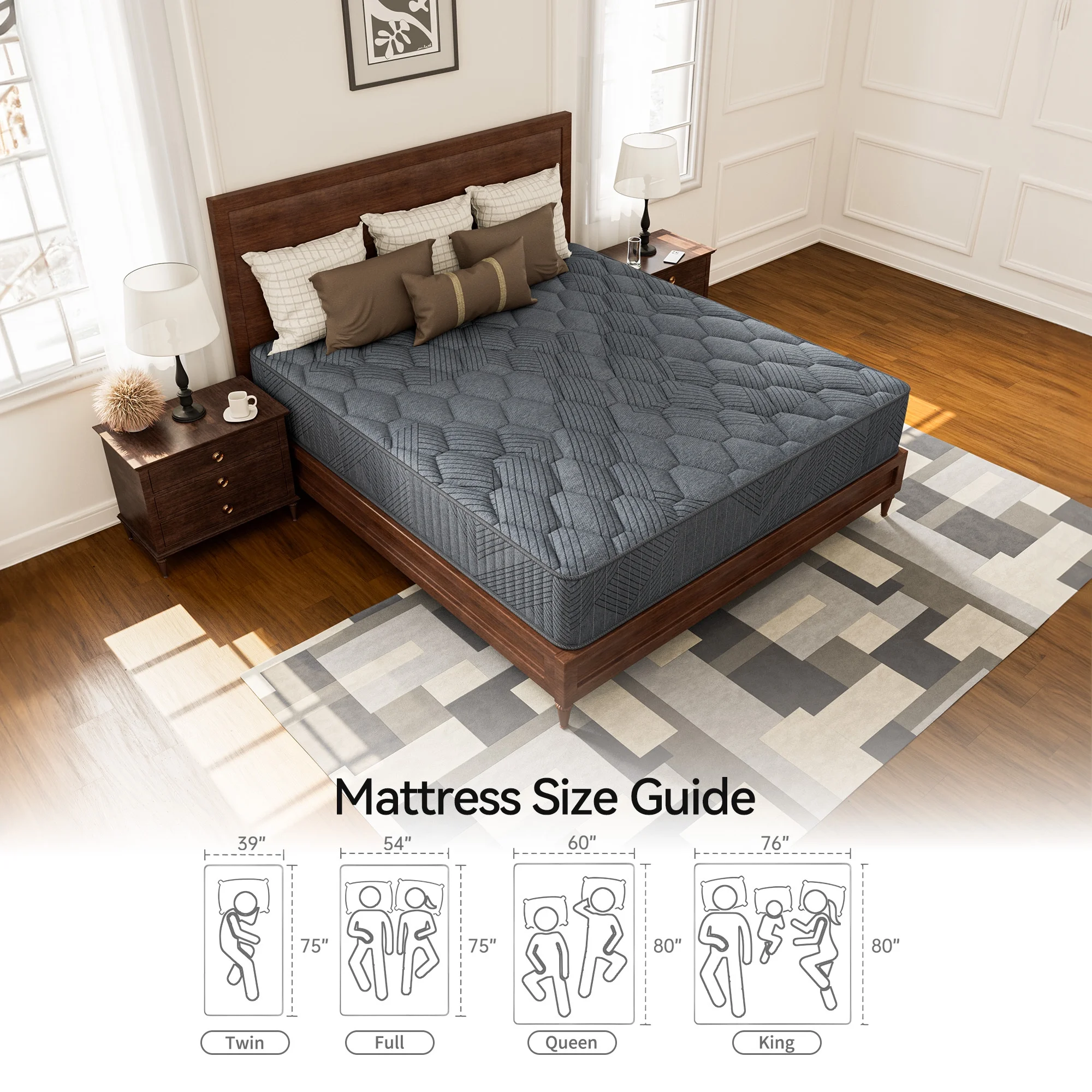 Babo Care Queen Hybrid Mattress, 12 inch Cooling-Gel Memory Foam and Individually Pocket Innerspring Mattress, CertiPUR-US Certified,Queen Size Mattress - Image 8
