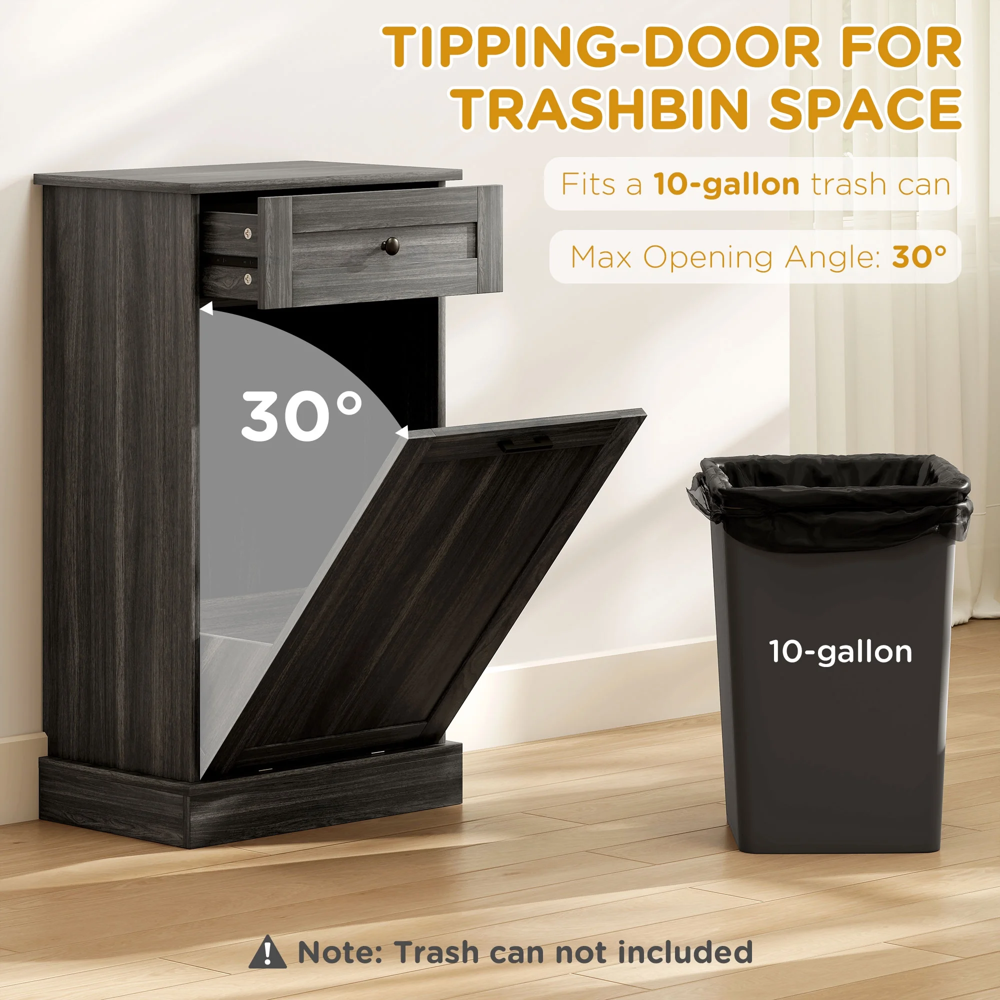 HOMCOM Kitchen Tilt Out Trash Bin Cabinet, Free Standing Recycling Cabinet - Image 13