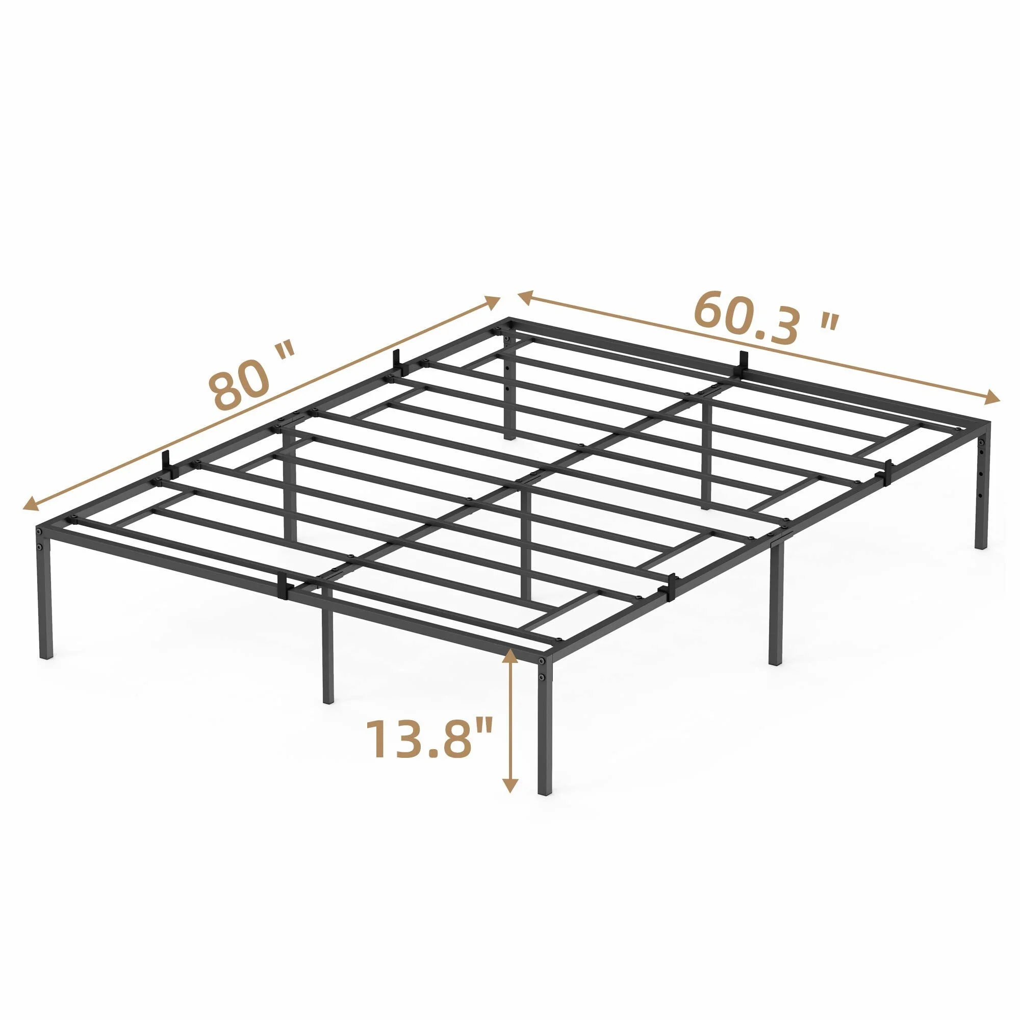 NEILA Queen Size Metal Platform Bed Frame with Sturdy Steel Bed Slats,Mattress Foundation No Box Spring Needed Large Storage Space Easy to Assemble Non-Shaking and Non-Noise Black