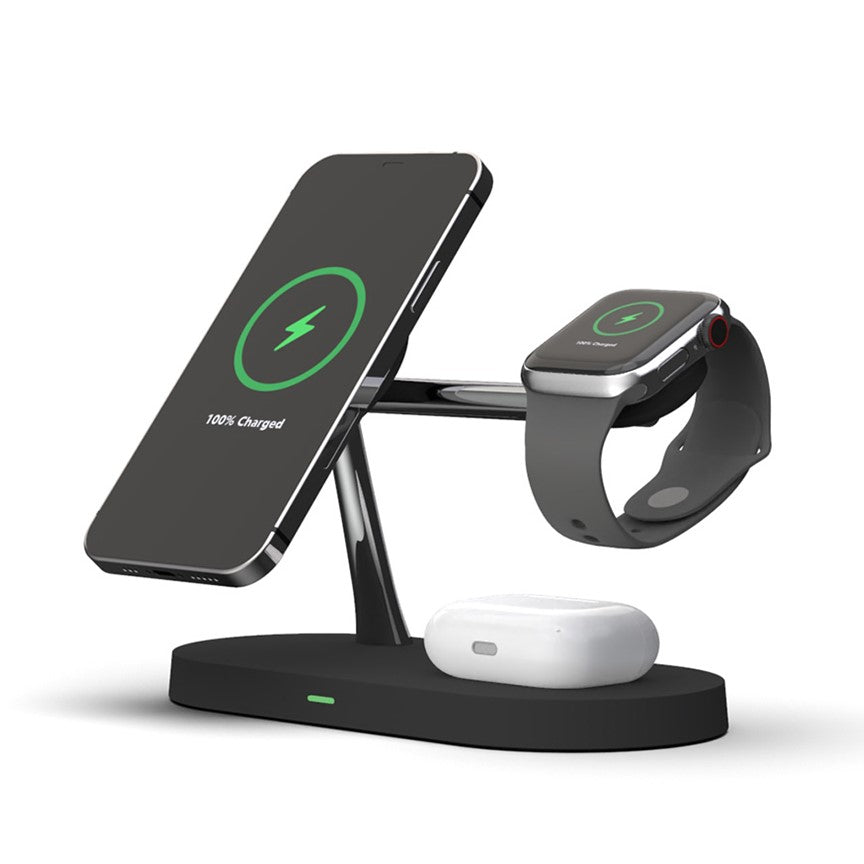 Draadloos Laadstation 4-in-1 voor Meerdere Apparaten met LED-indicatie – Snel Opladen tot 15W, Compact Ontwerp