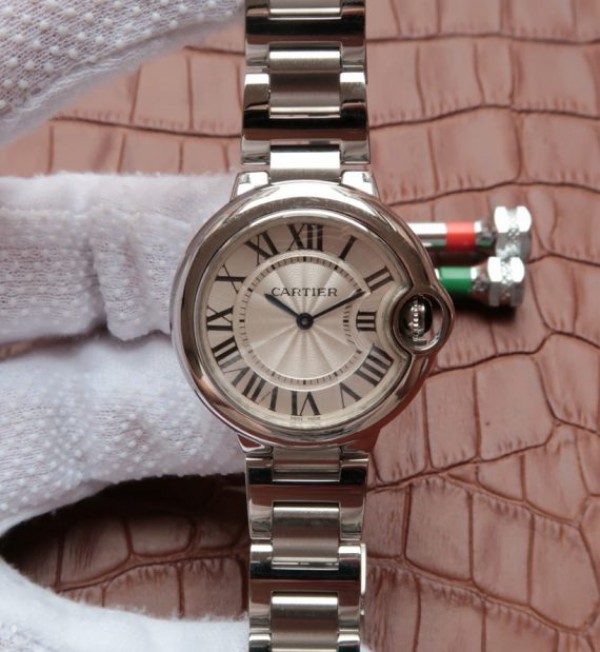 Replica Cartier V6F Ballon Bleu 33mm White Dial SS Bracelet Ronda Quartz - Top club