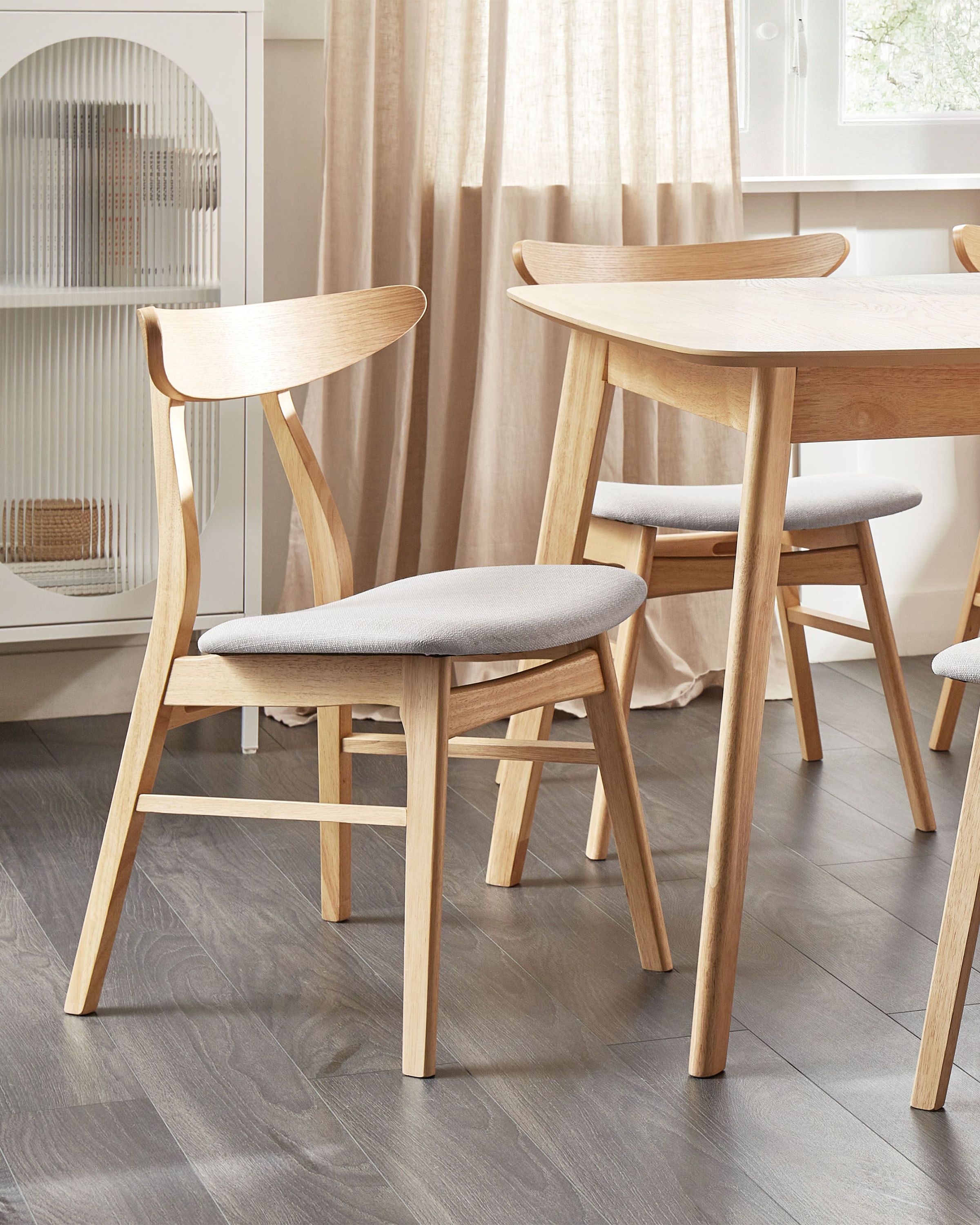 Set of 2 Dining Chairs LYNN Wood Light Brown/ Grey
