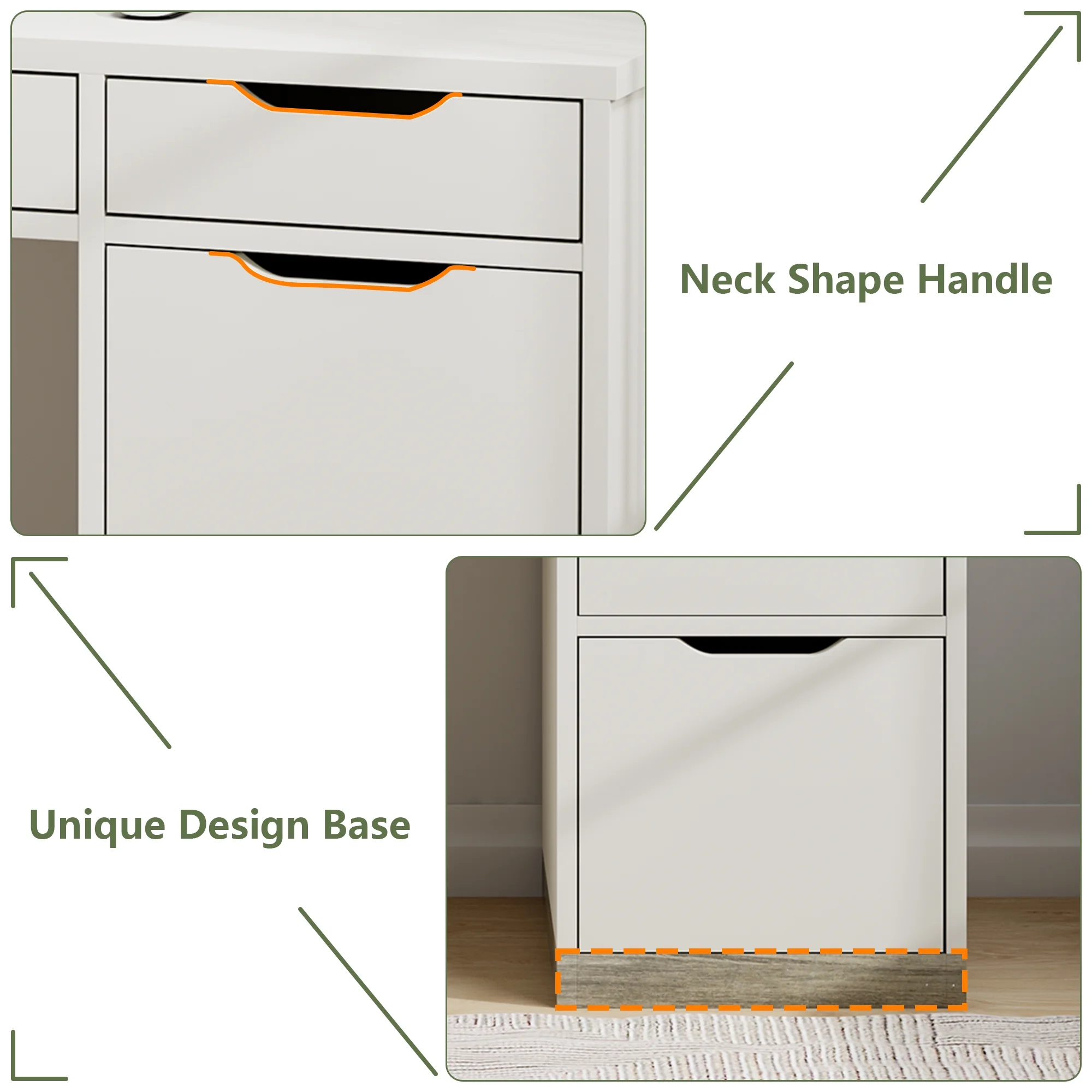 DreamCurship White Desk with Drawers, Modern Computer Desk with File Drawers, Home Office Study Writing Desk with Storage, White - Image 5