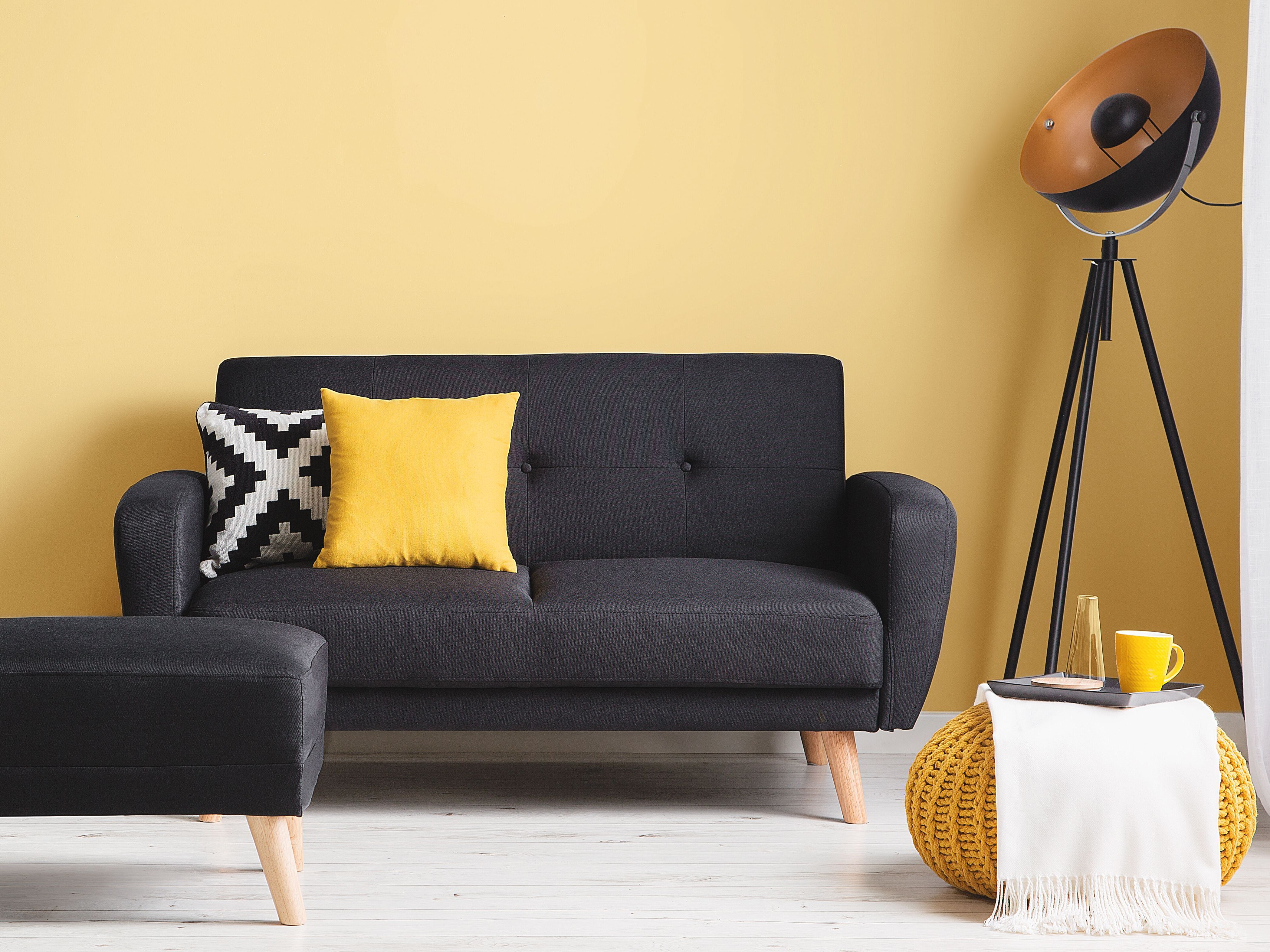 Sofa Bed 2 Seater FLORLI Fabric Black