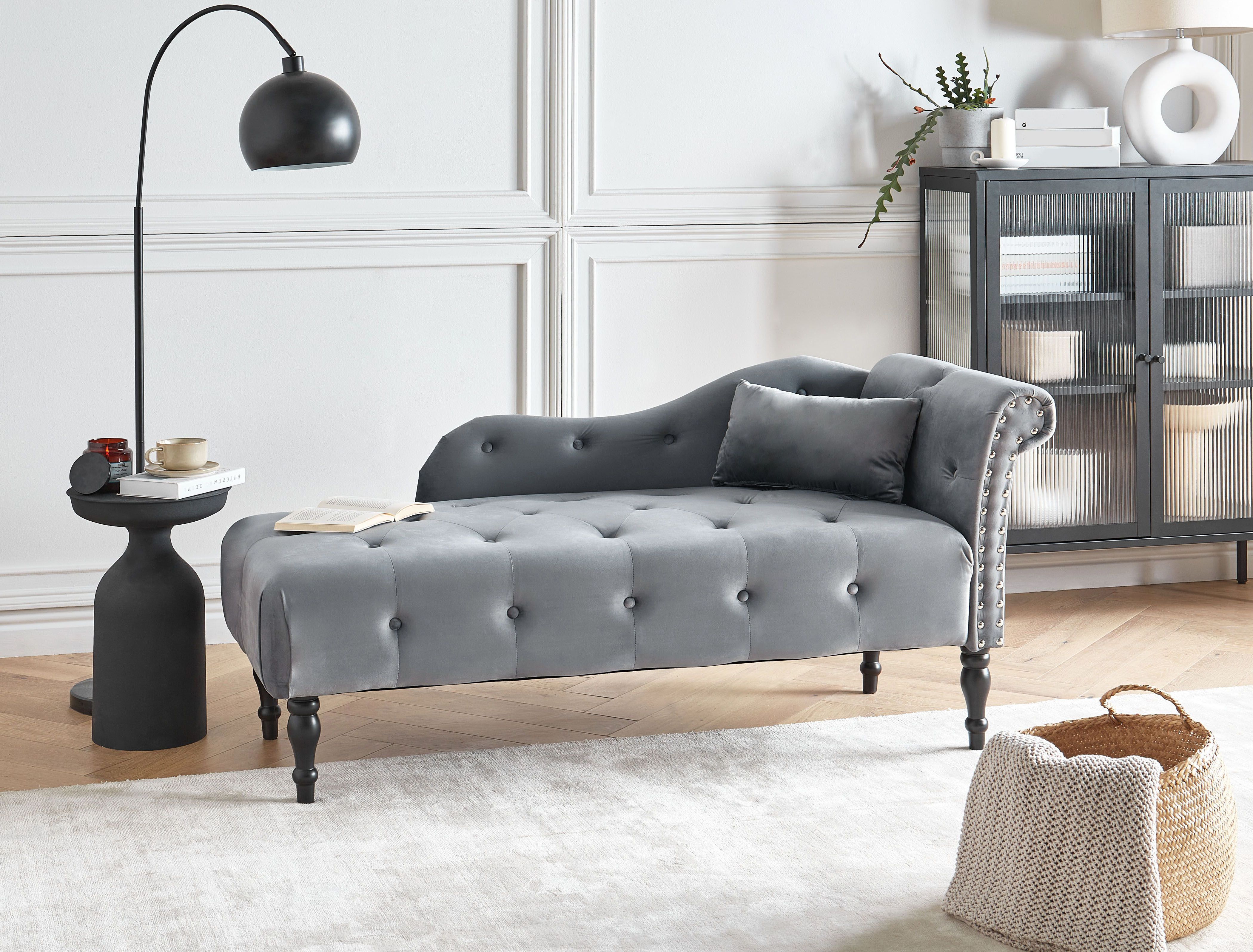Right-Hand Chaise Lounge IVRY Velvet Grey