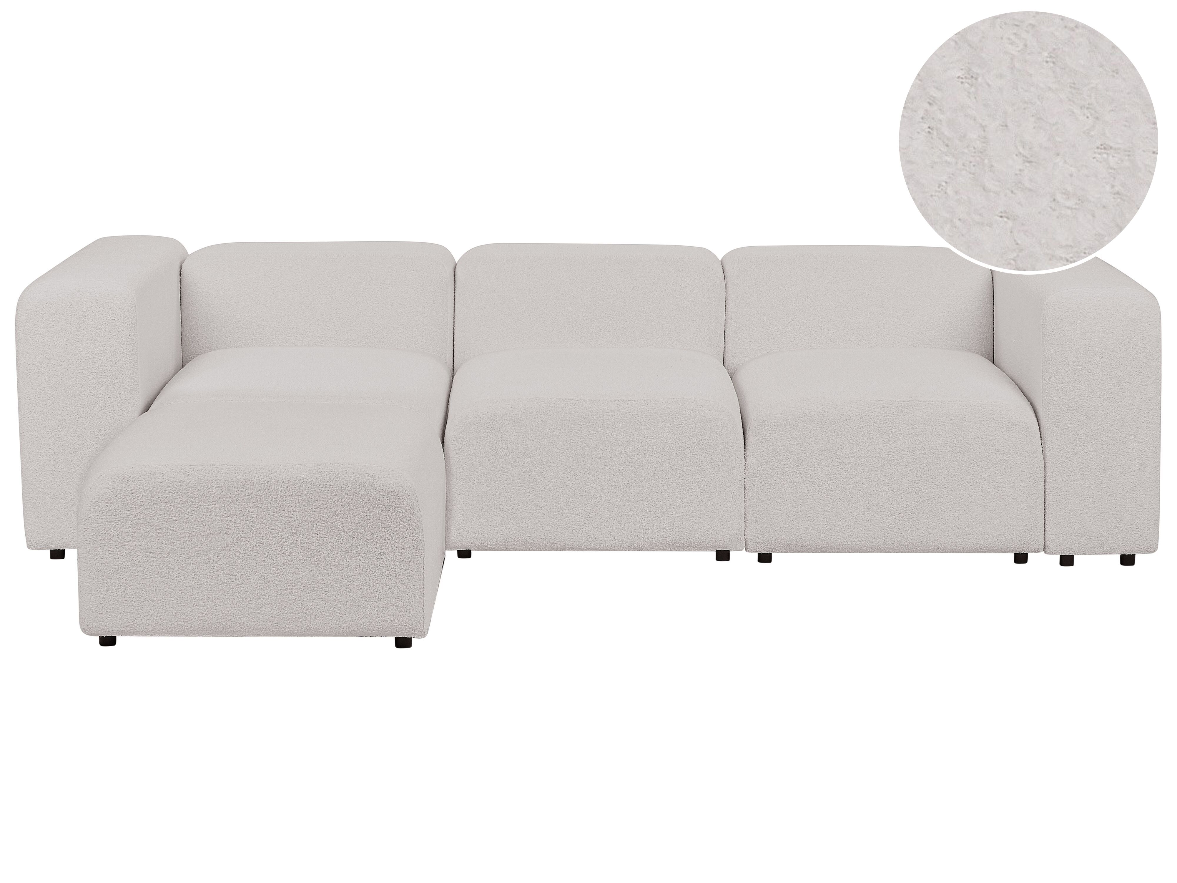 Modular Sofa 3 Seater FALSTERBO Boucle Light Grey with Ottoman