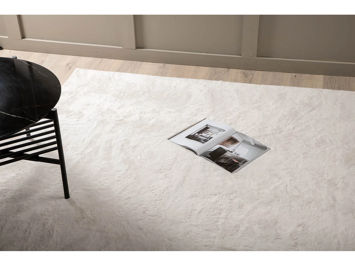 Nina tapis 300x200 cm polyester blanc.